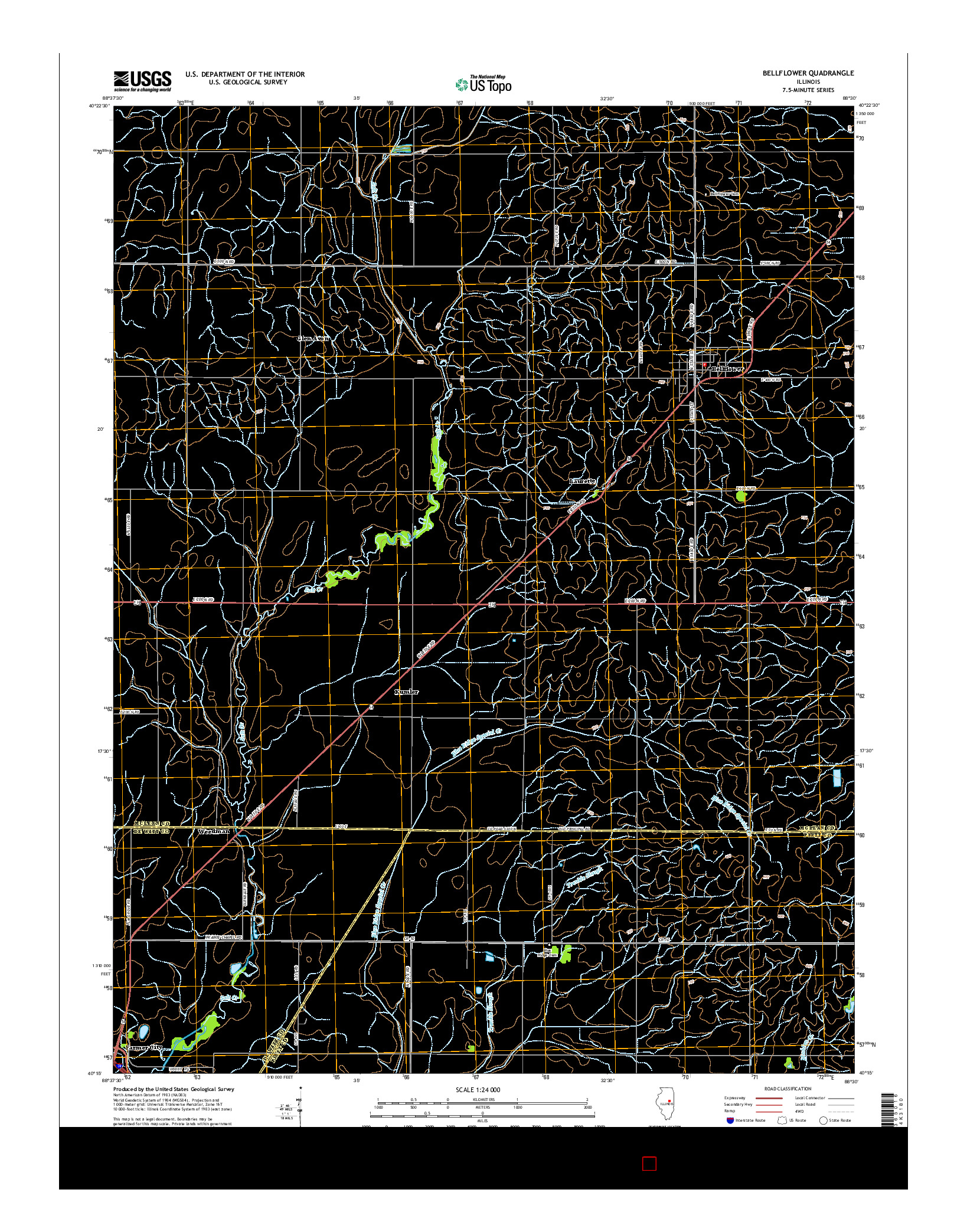 USGS US TOPO 7.5-MINUTE MAP FOR BELLFLOWER, IL 2015