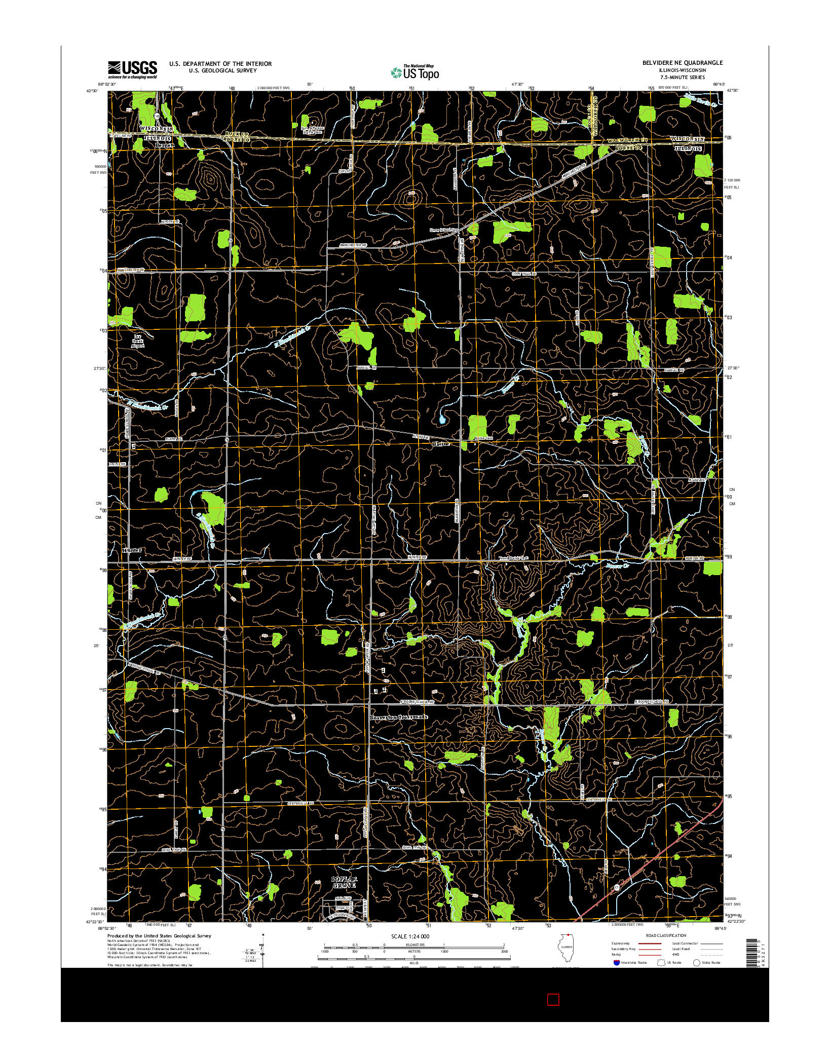 USGS US TOPO 7.5-MINUTE MAP FOR BELVIDERE NE, IL-WI 2015