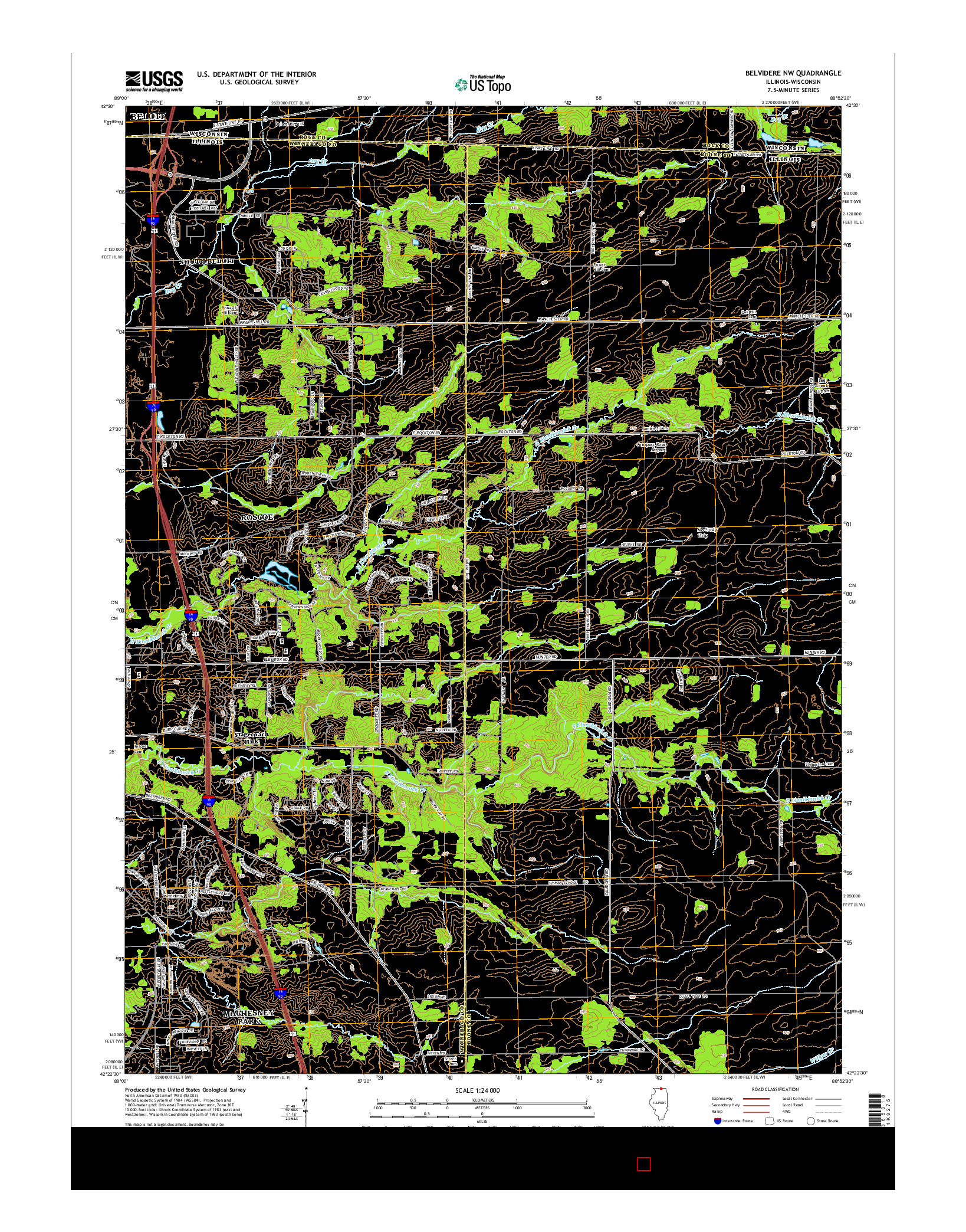 USGS US TOPO 7.5-MINUTE MAP FOR BELVIDERE NW, IL-WI 2015