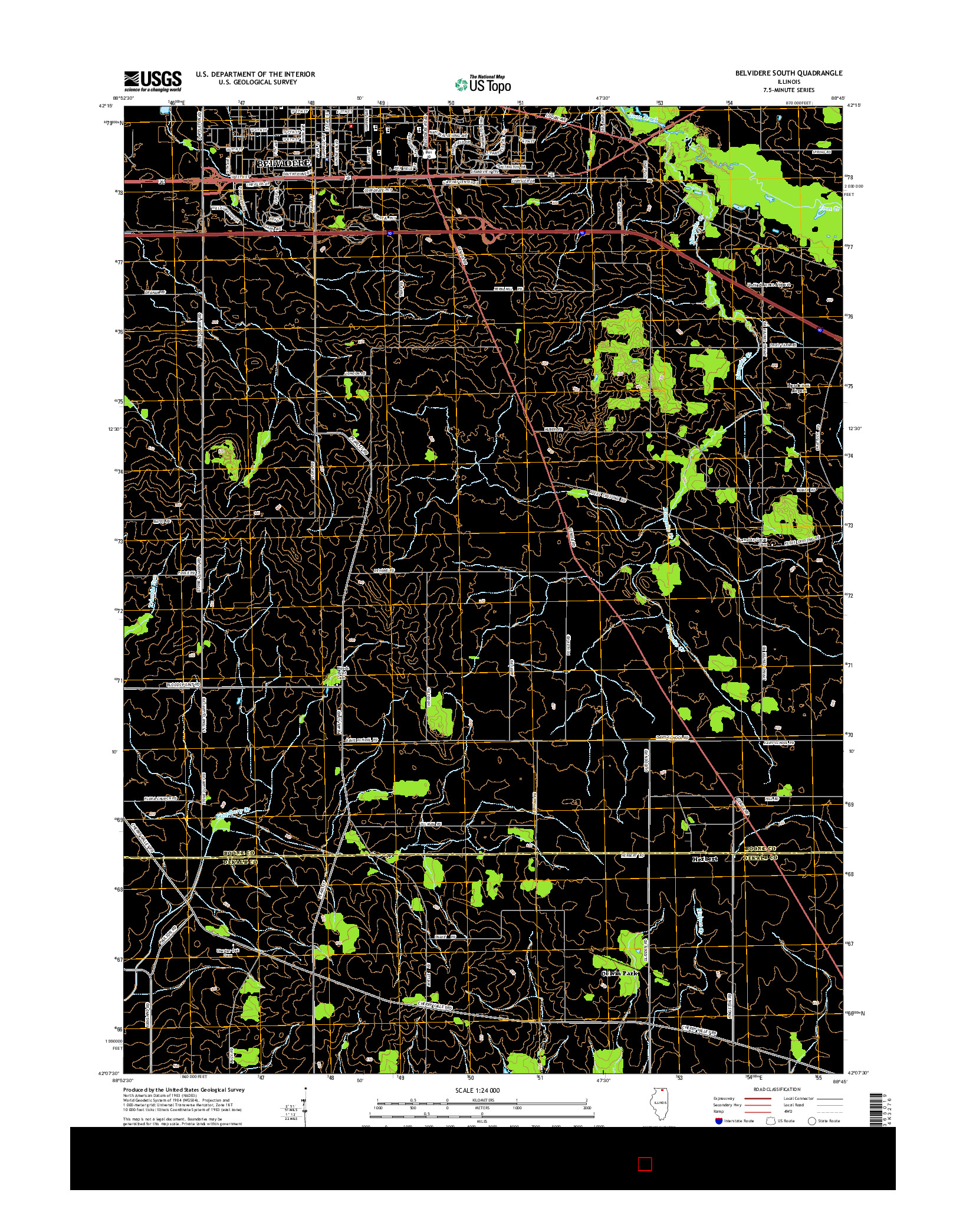 USGS US TOPO 7.5-MINUTE MAP FOR BELVIDERE SOUTH, IL 2015