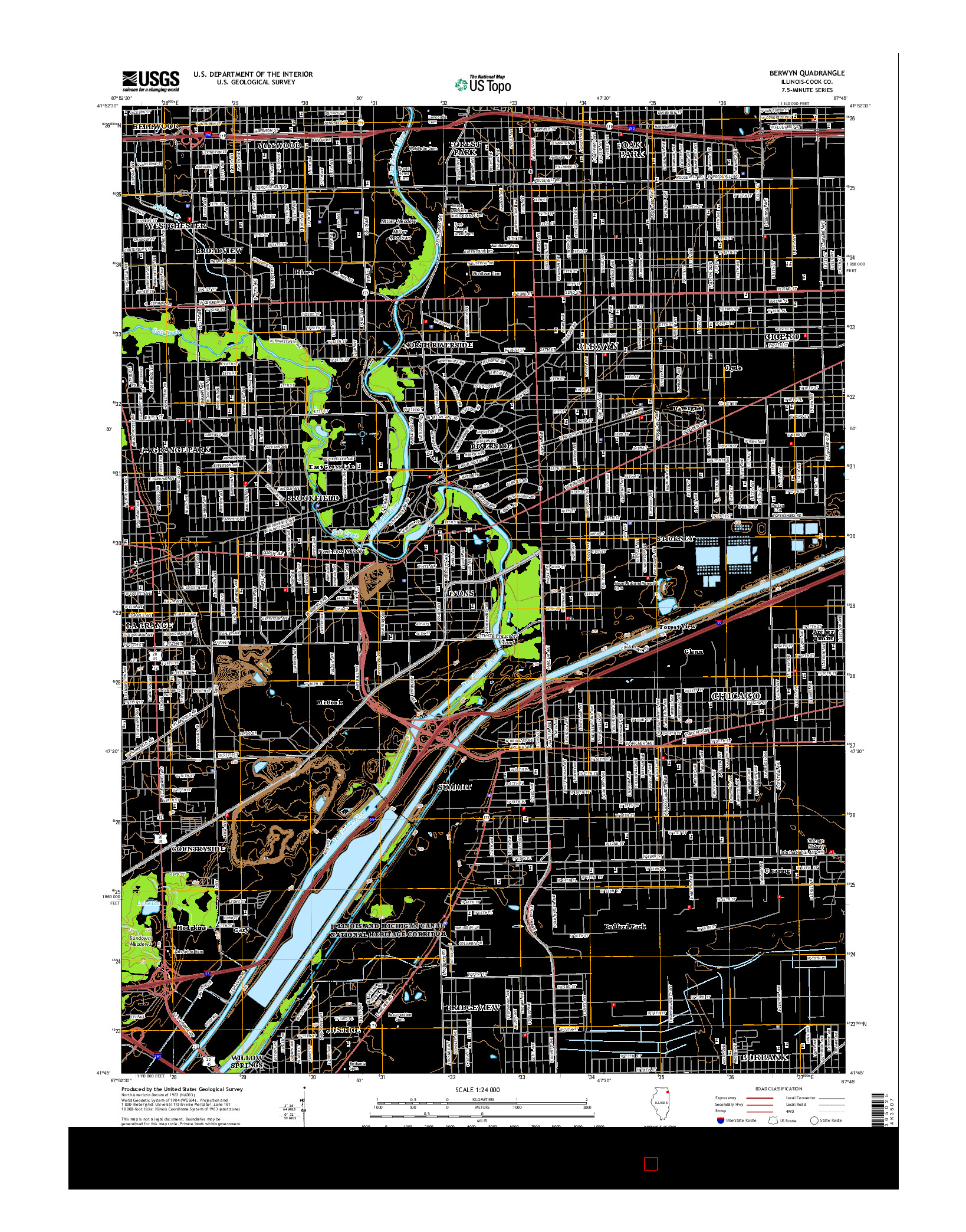 USGS US TOPO 7.5-MINUTE MAP FOR BERWYN, IL 2015