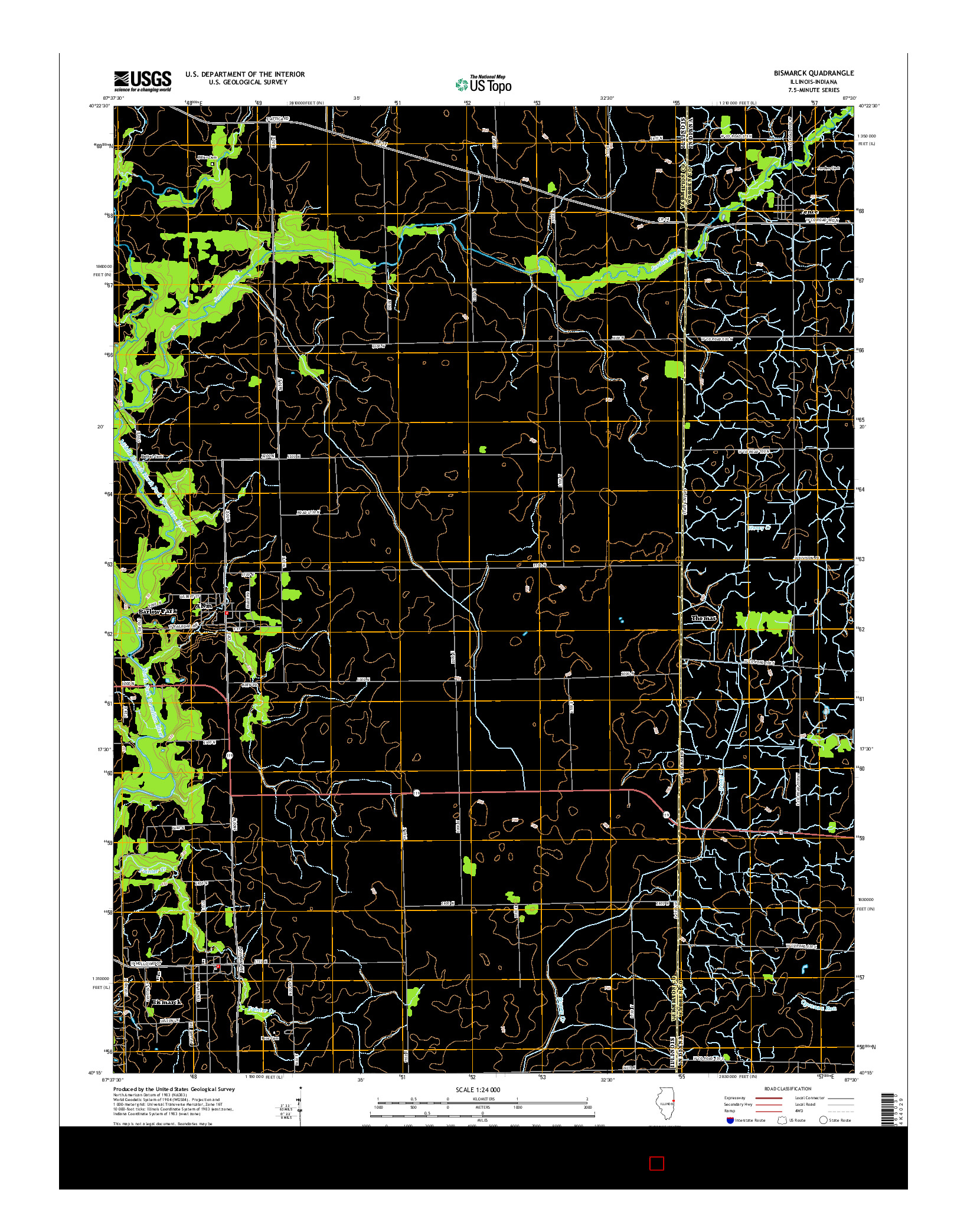 USGS US TOPO 7.5-MINUTE MAP FOR BISMARCK, IL-IN 2015