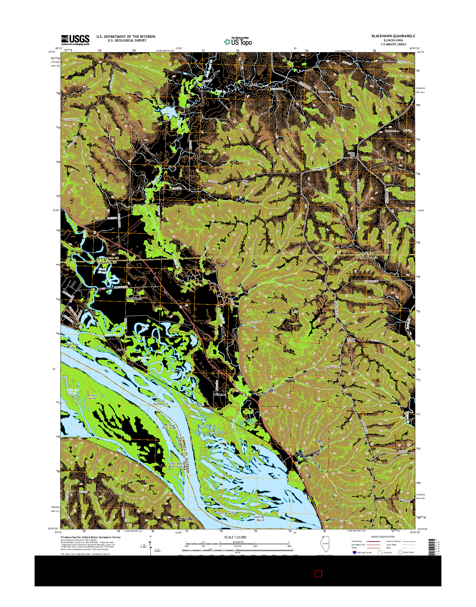 USGS US TOPO 7.5-MINUTE MAP FOR BLACKHAWK, IL-IA 2015
