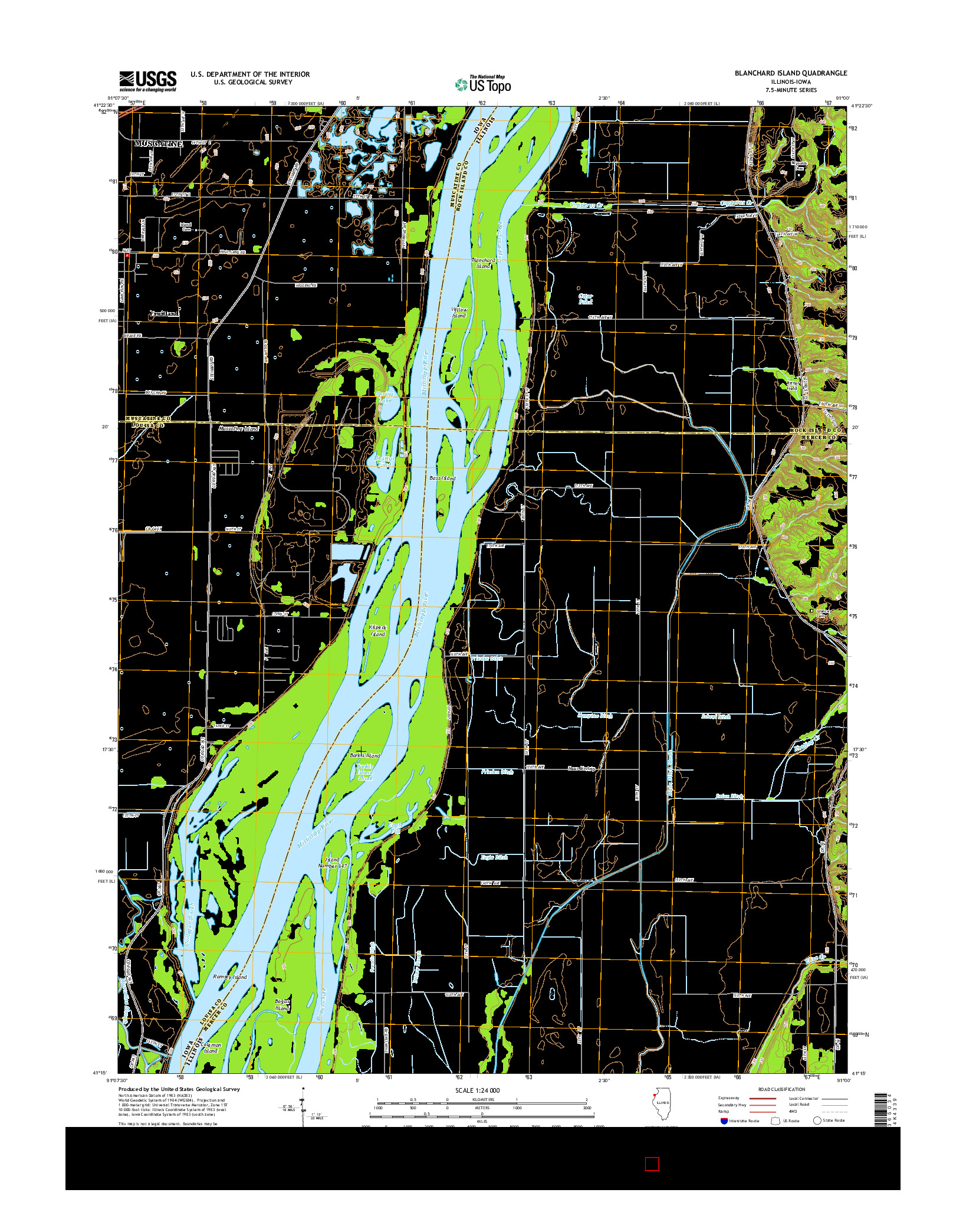 USGS US TOPO 7.5-MINUTE MAP FOR BLANCHARD ISLAND, IL-IA 2015