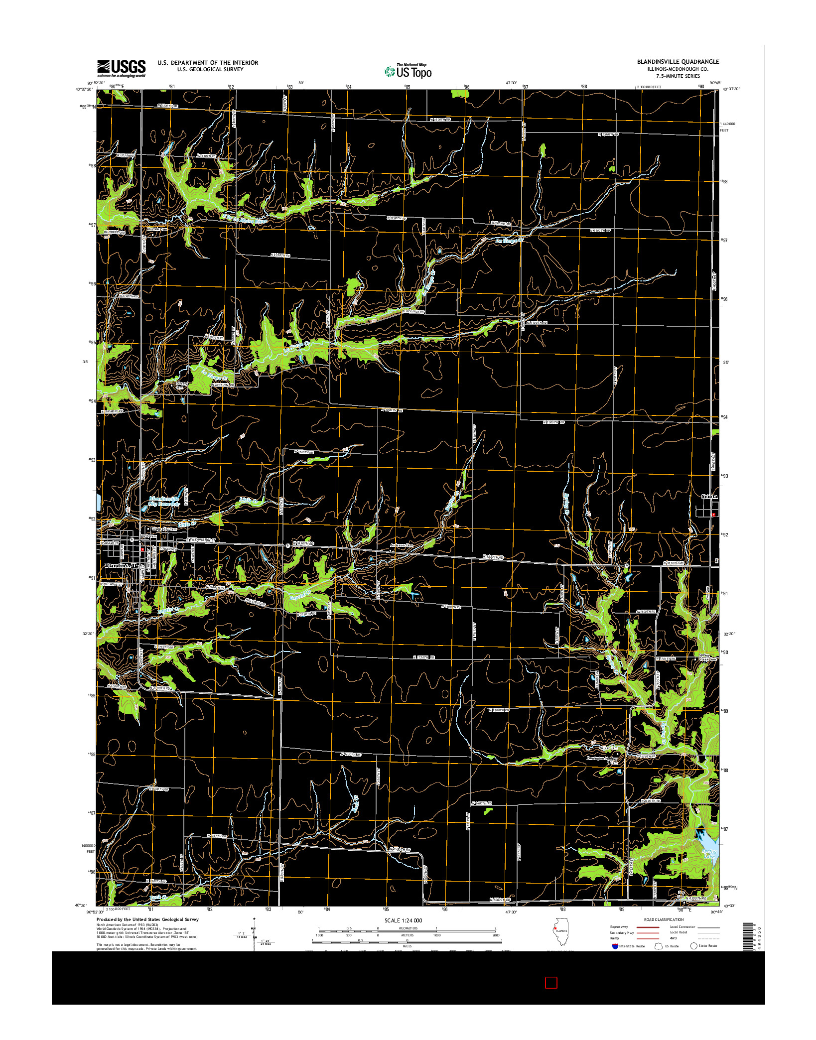 USGS US TOPO 7.5-MINUTE MAP FOR BLANDINSVILLE, IL 2015
