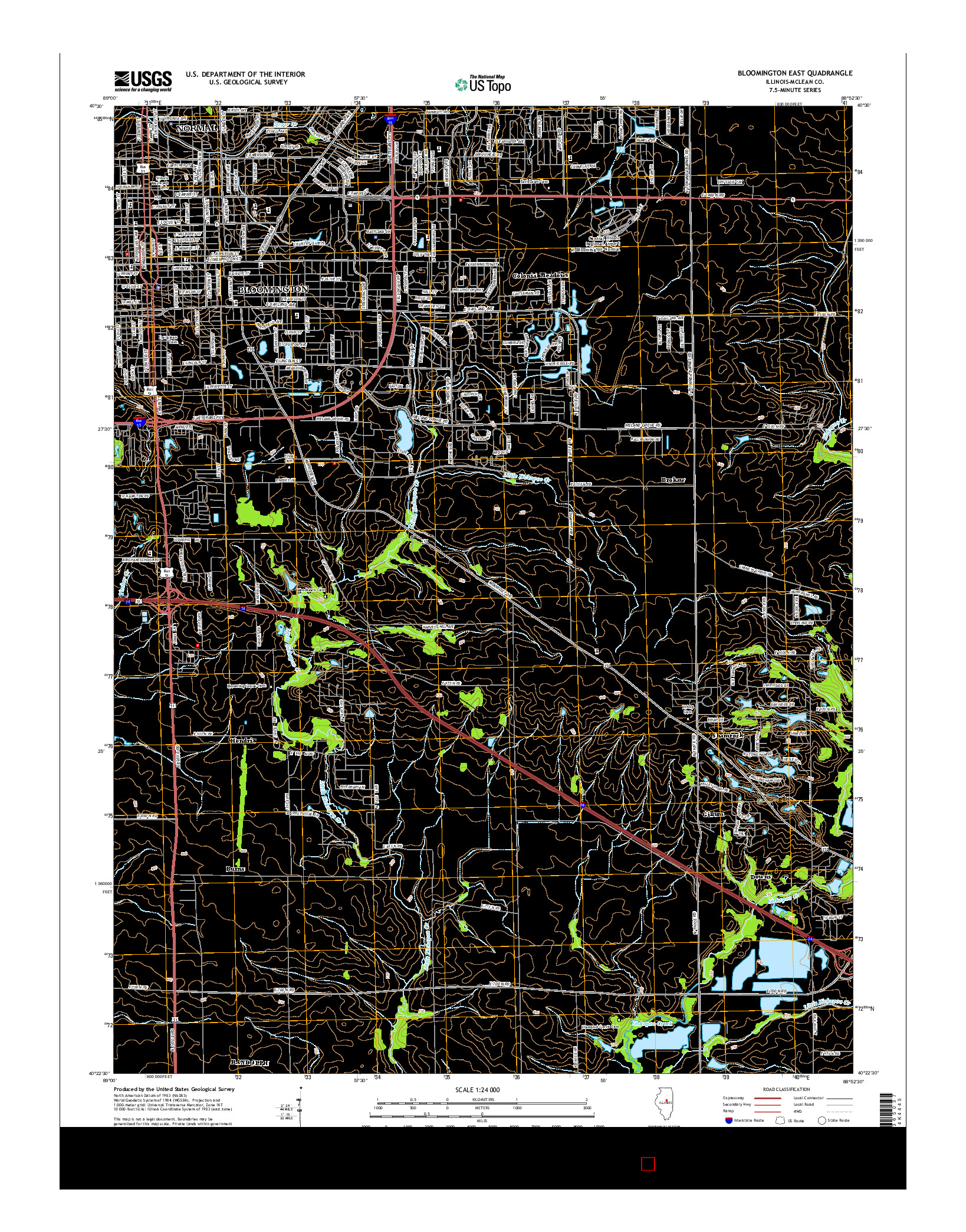 USGS US TOPO 7.5-MINUTE MAP FOR BLOOMINGTON EAST, IL 2015