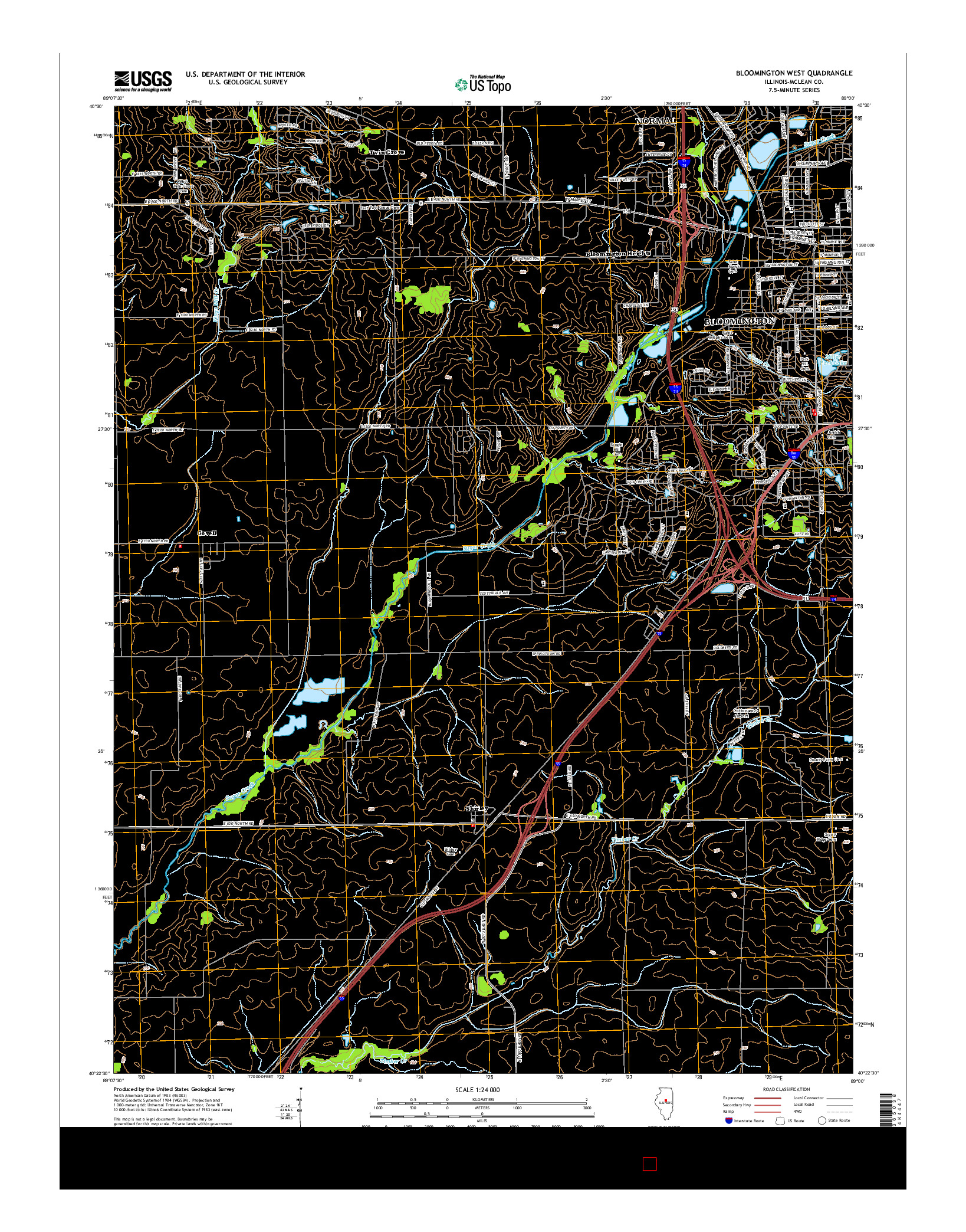 USGS US TOPO 7.5-MINUTE MAP FOR BLOOMINGTON WEST, IL 2015