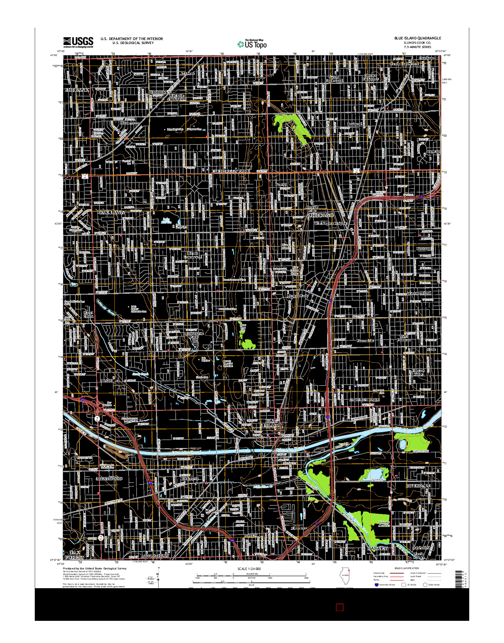 USGS US TOPO 7.5-MINUTE MAP FOR BLUE ISLAND, IL 2015