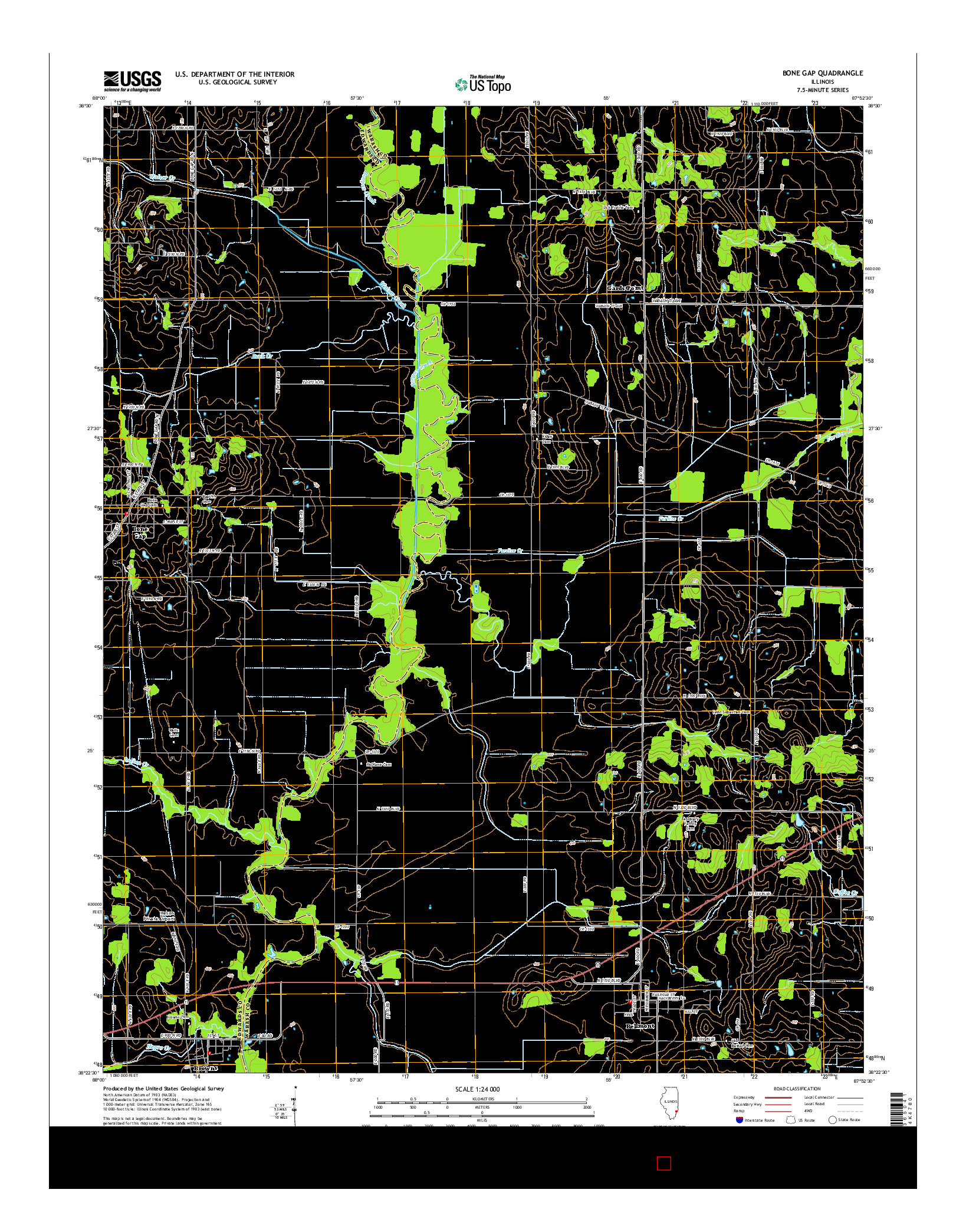 USGS US TOPO 7.5-MINUTE MAP FOR BONE GAP, IL 2015
