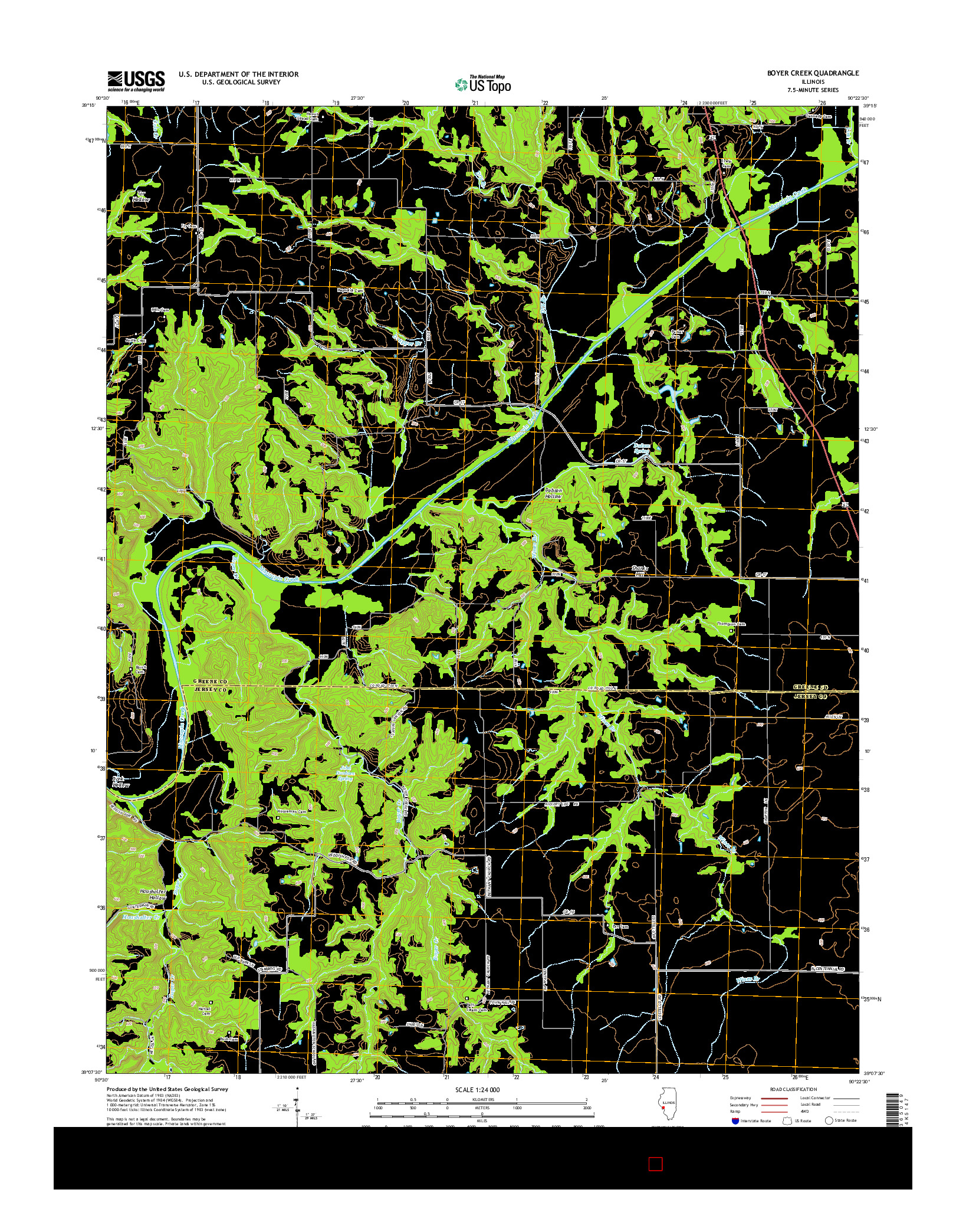 USGS US TOPO 7.5-MINUTE MAP FOR BOYER CREEK, IL 2015