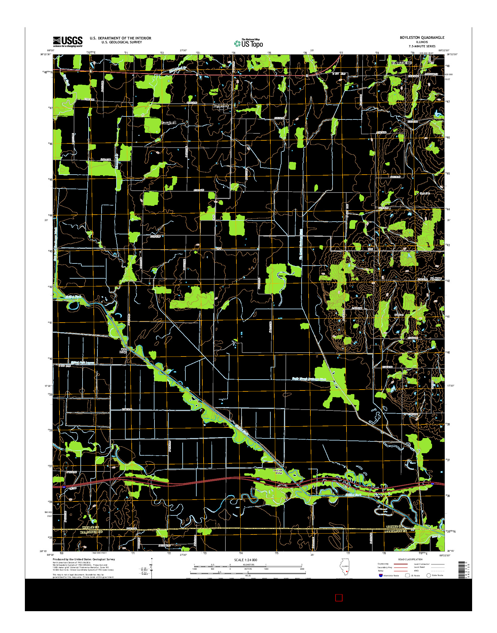 USGS US TOPO 7.5-MINUTE MAP FOR BOYLESTON, IL 2015