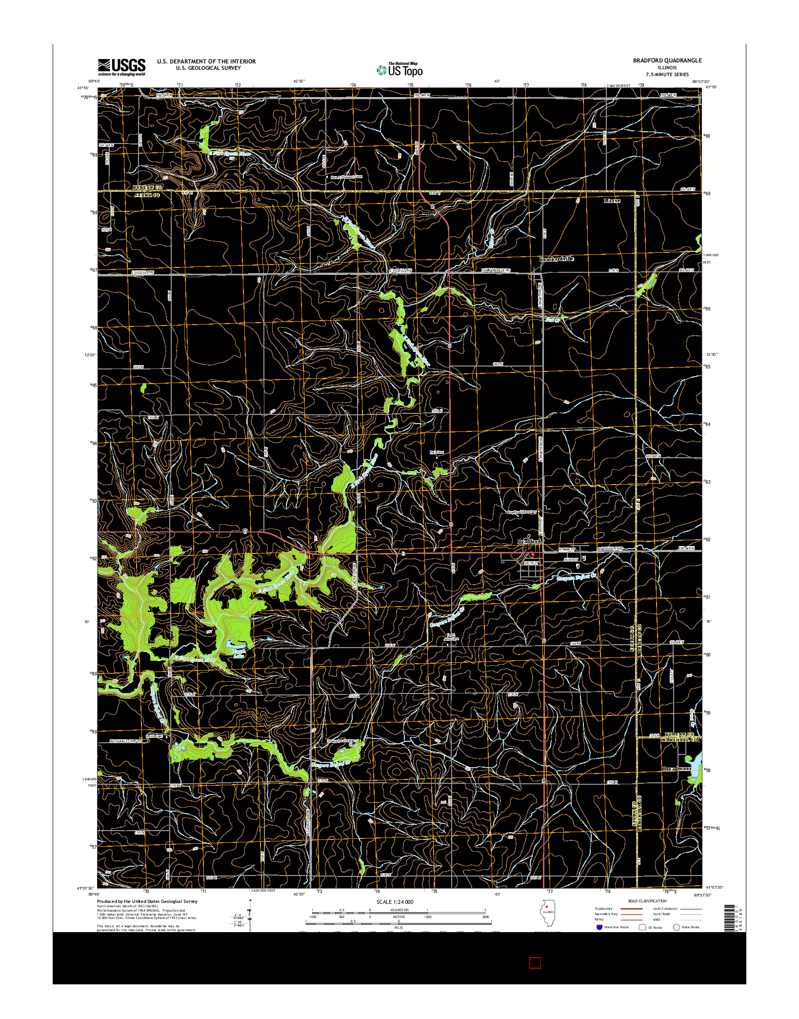 USGS US TOPO 7.5-MINUTE MAP FOR BRADFORD, IL 2015