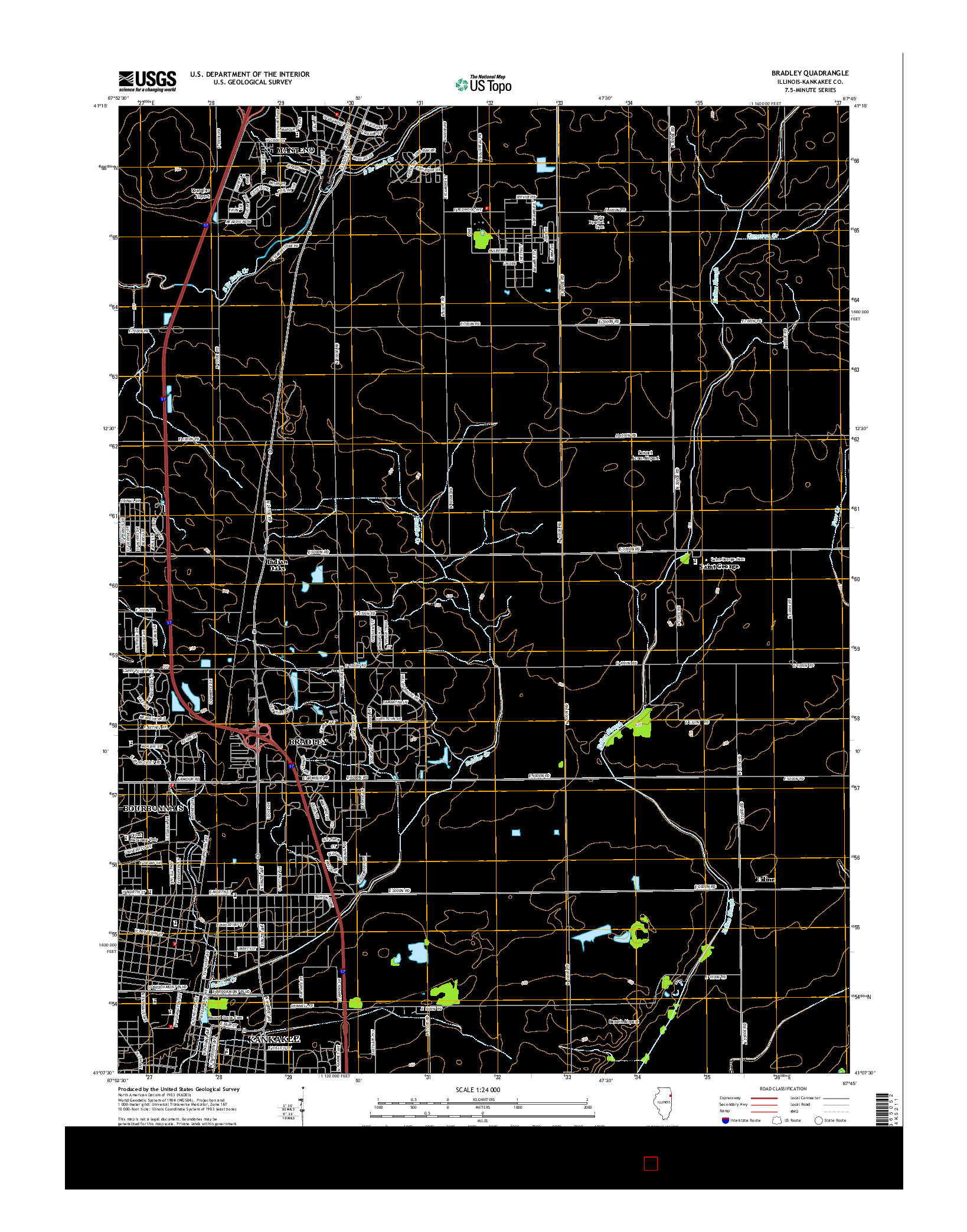 USGS US TOPO 7.5-MINUTE MAP FOR BRADLEY, IL 2015