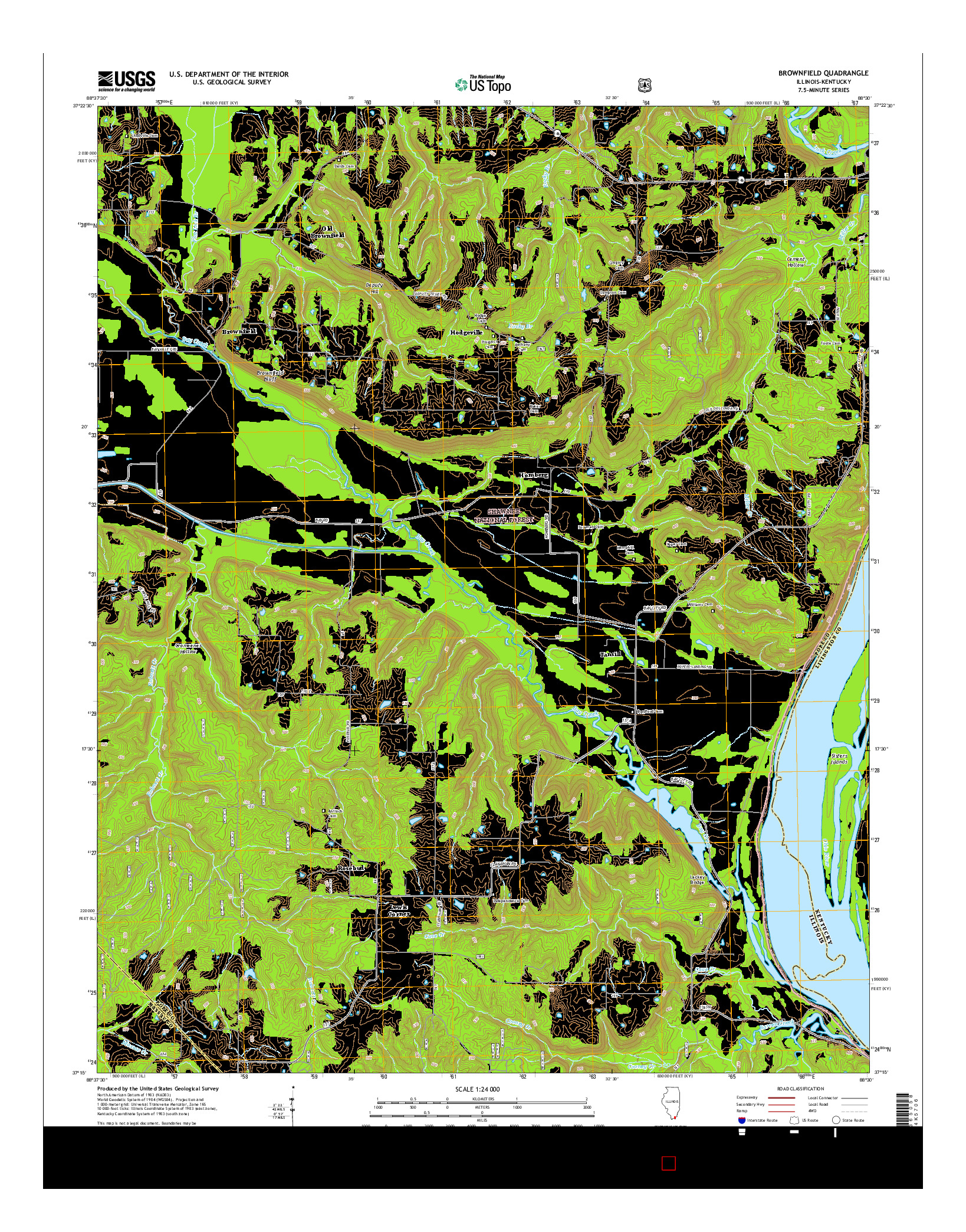 USGS US TOPO 7.5-MINUTE MAP FOR BROWNFIELD, IL-KY 2015
