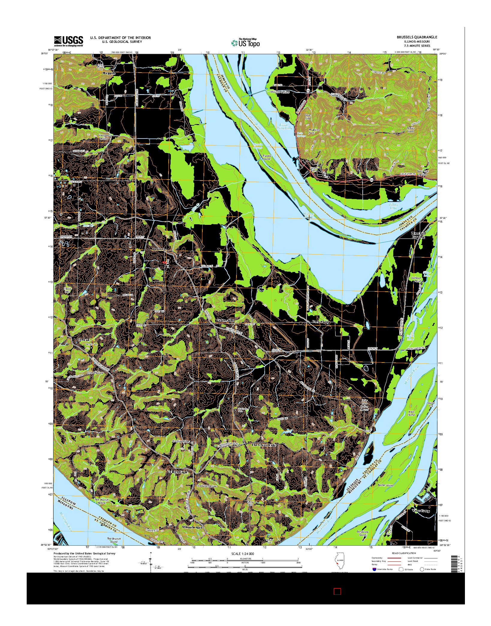 USGS US TOPO 7.5-MINUTE MAP FOR BRUSSELS, IL-MO 2015