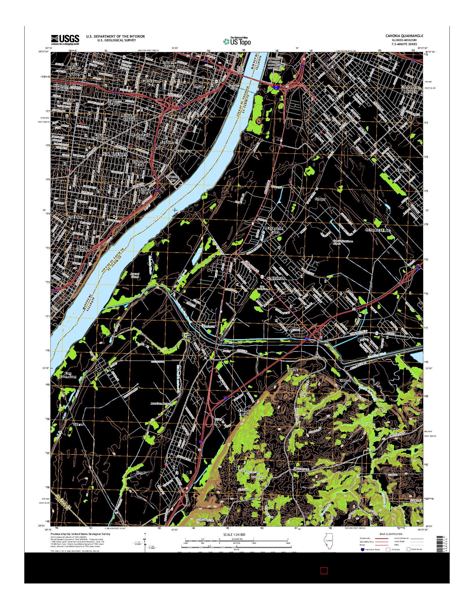 USGS US TOPO 7.5-MINUTE MAP FOR CAHOKIA, IL-MO 2015