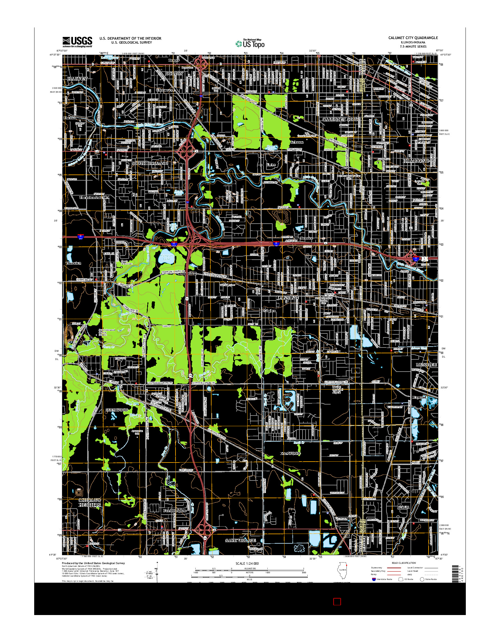 USGS US TOPO 7.5-MINUTE MAP FOR CALUMET CITY, IL-IN 2015