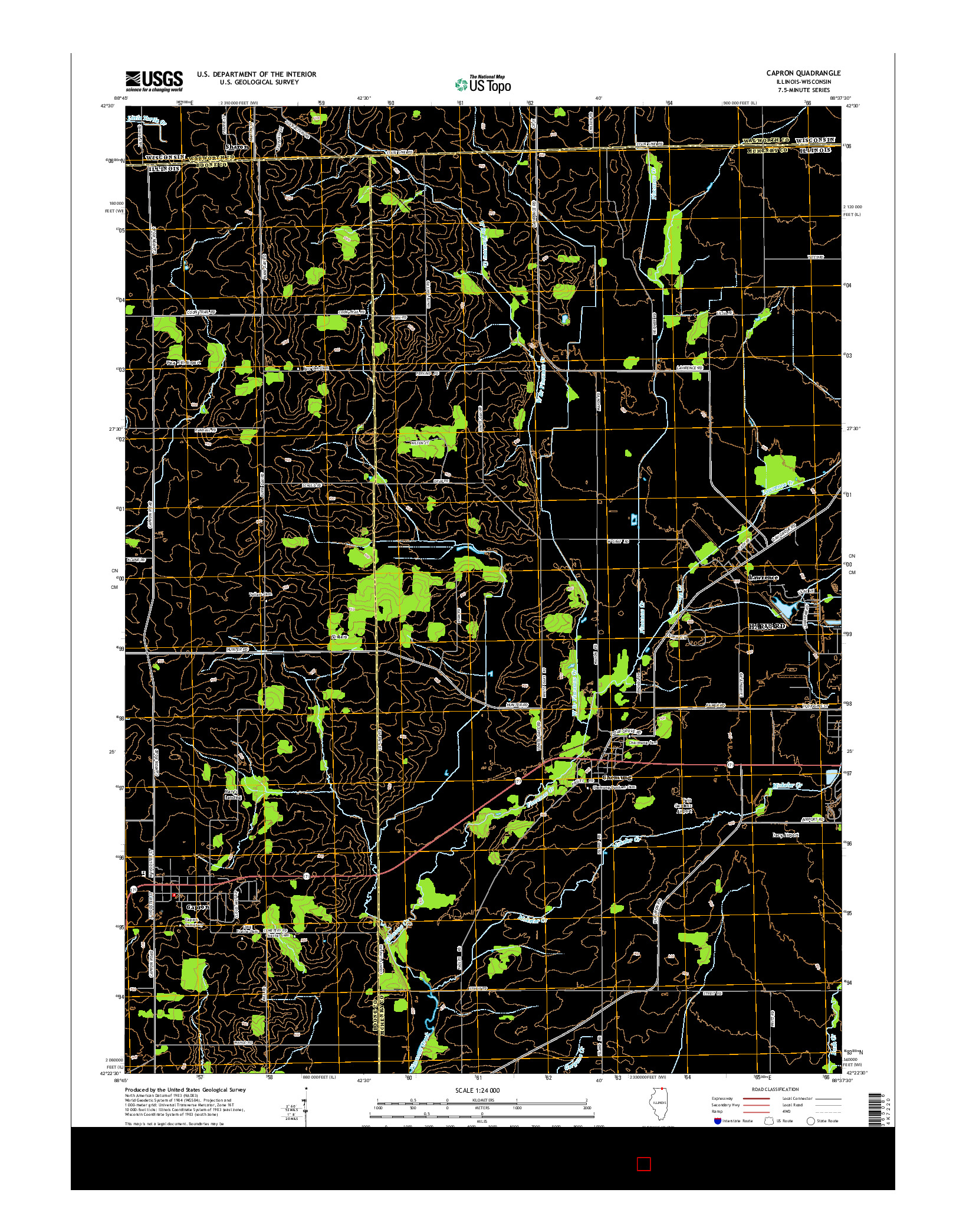 USGS US TOPO 7.5-MINUTE MAP FOR CAPRON, IL-WI 2015
