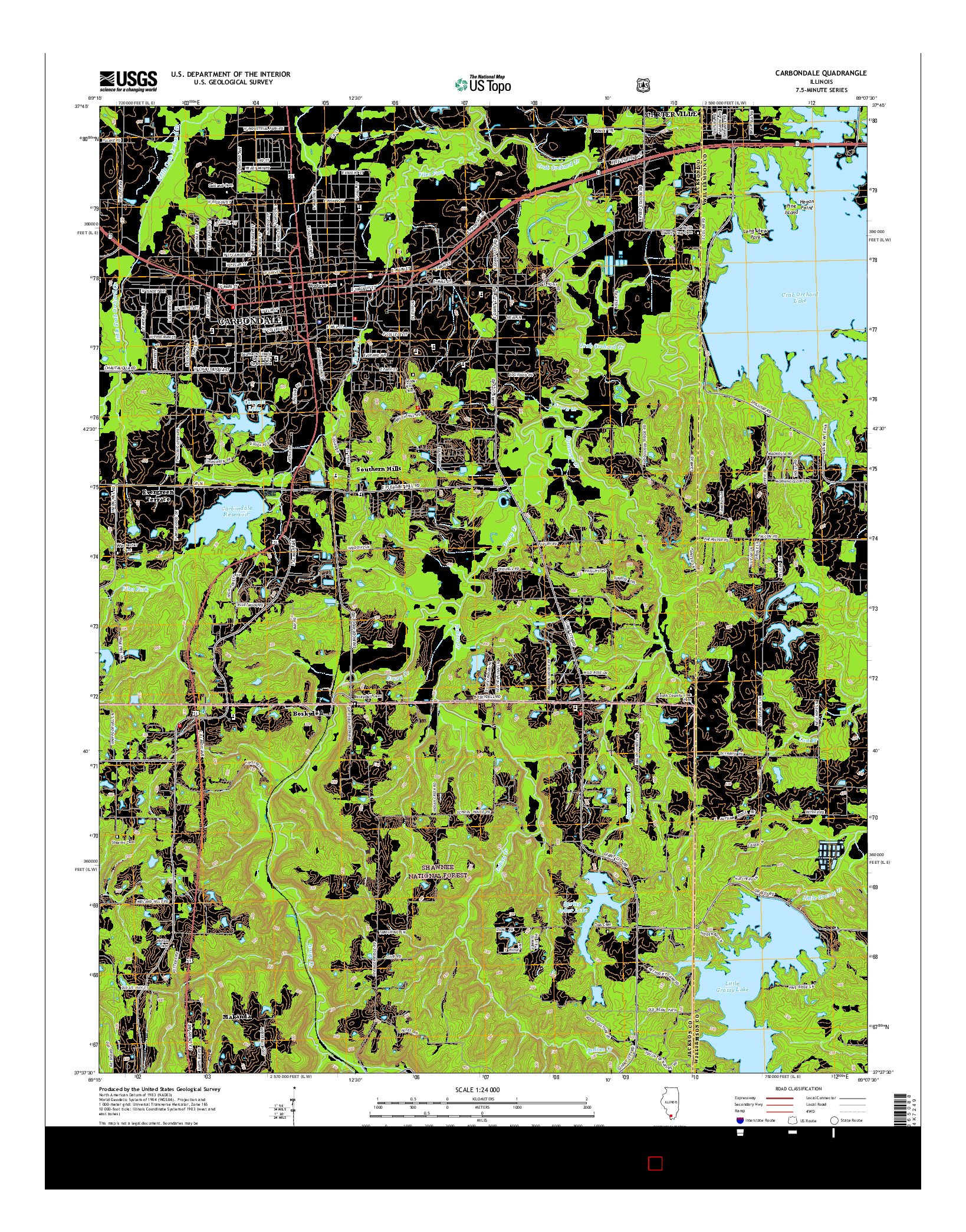 USGS US TOPO 7.5-MINUTE MAP FOR CARBONDALE, IL 2015