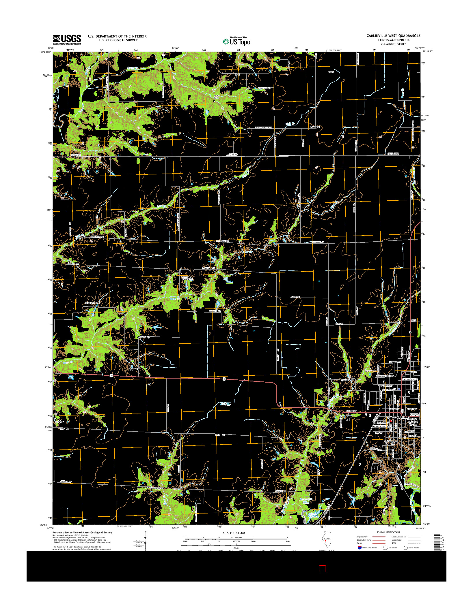 USGS US TOPO 7.5-MINUTE MAP FOR CARLINVILLE WEST, IL 2015