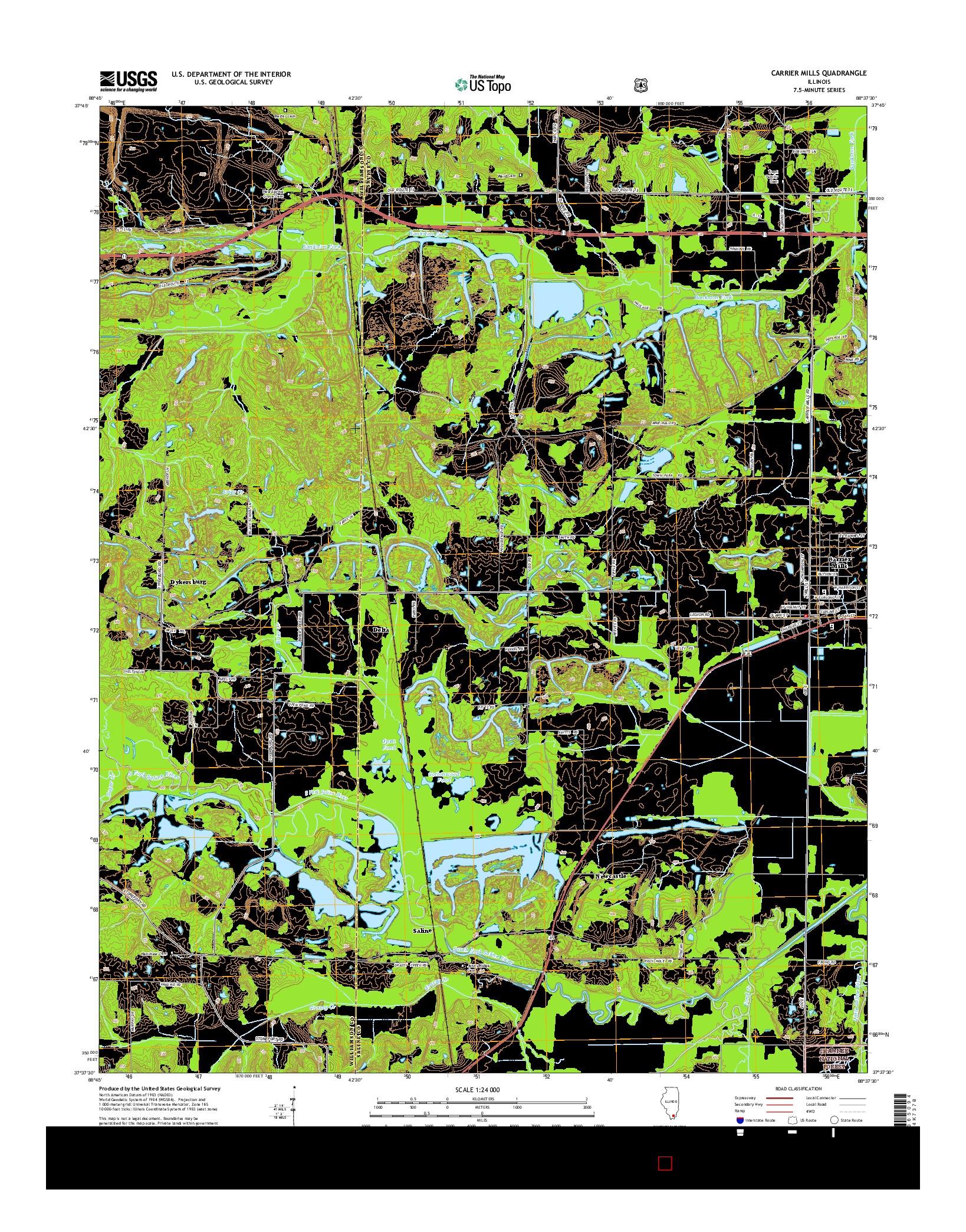 USGS US TOPO 7.5-MINUTE MAP FOR CARRIER MILLS, IL 2015