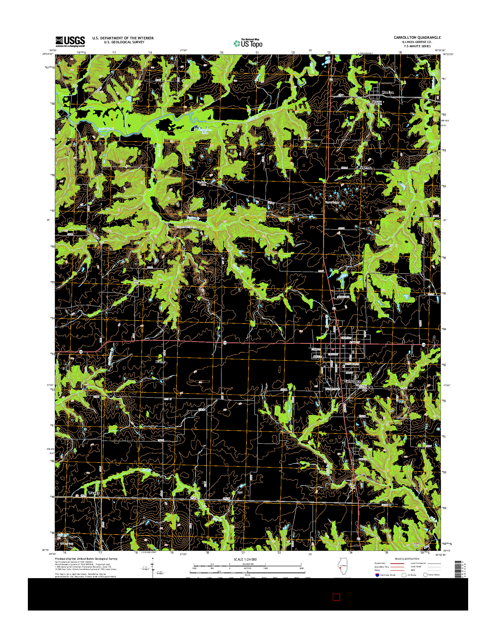 USGS US TOPO 7.5-MINUTE MAP FOR CARROLLTON, IL 2015
