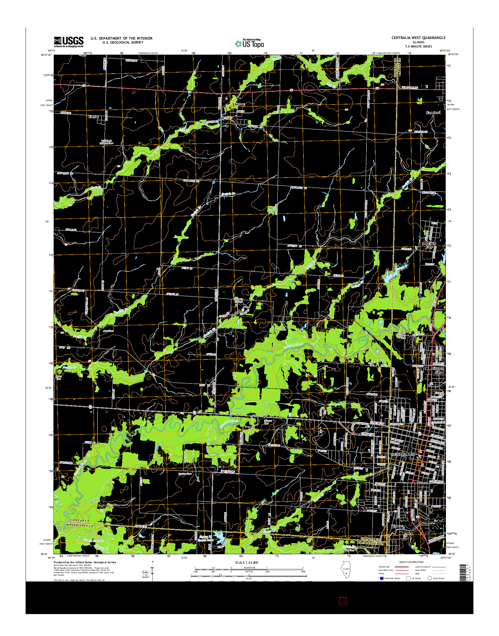 USGS US TOPO 7.5-MINUTE MAP FOR CENTRALIA WEST, IL 2015