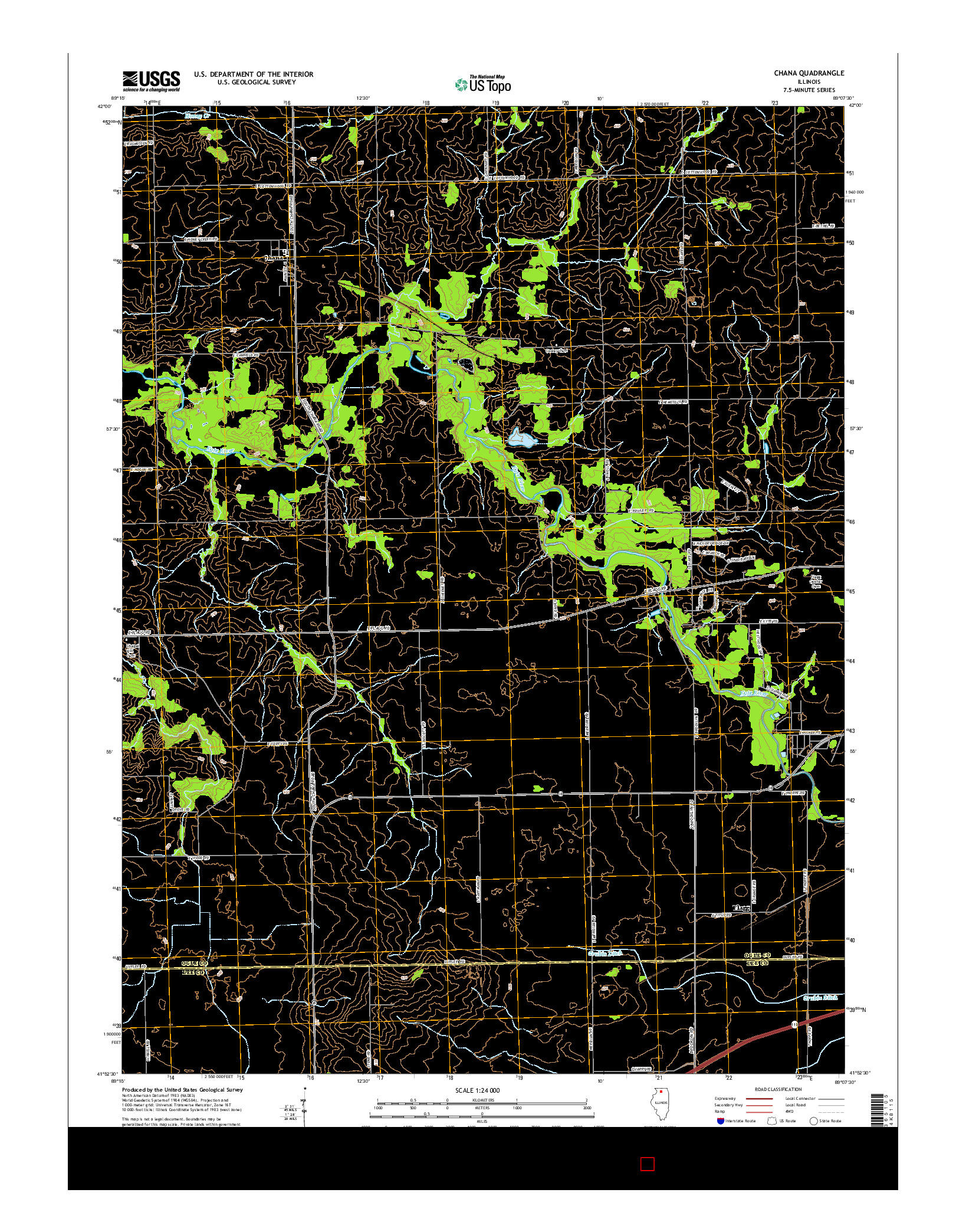 USGS US TOPO 7.5-MINUTE MAP FOR CHANA, IL 2015