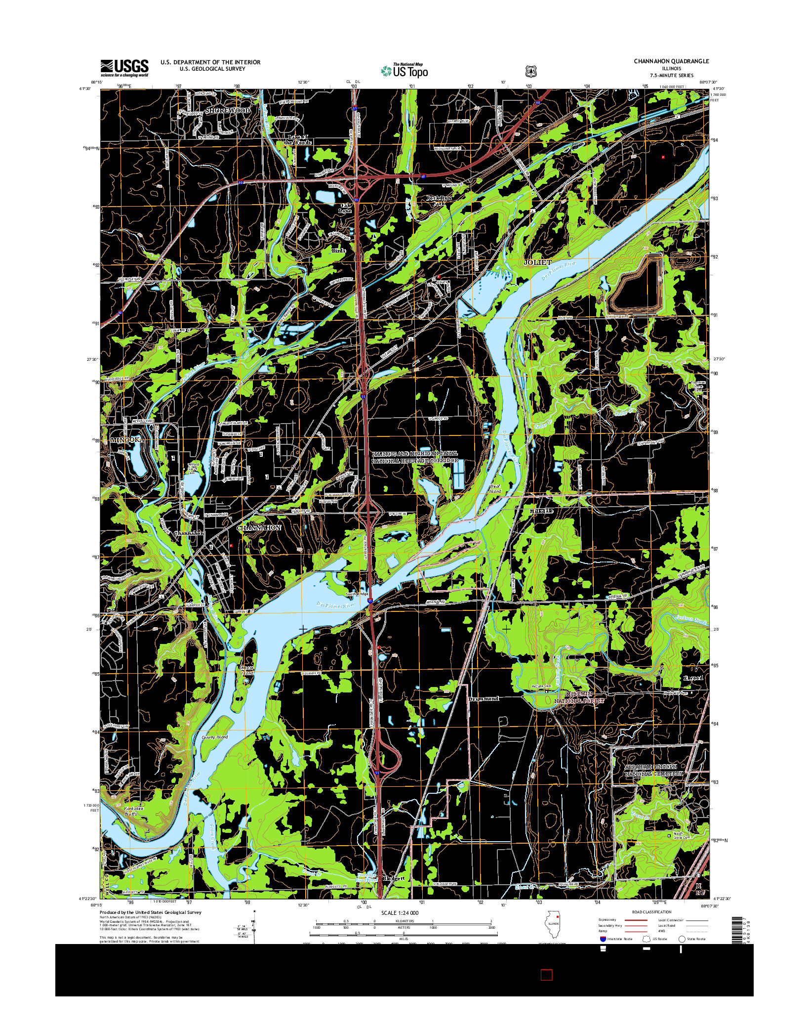 USGS US TOPO 7.5-MINUTE MAP FOR CHANNAHON, IL 2015