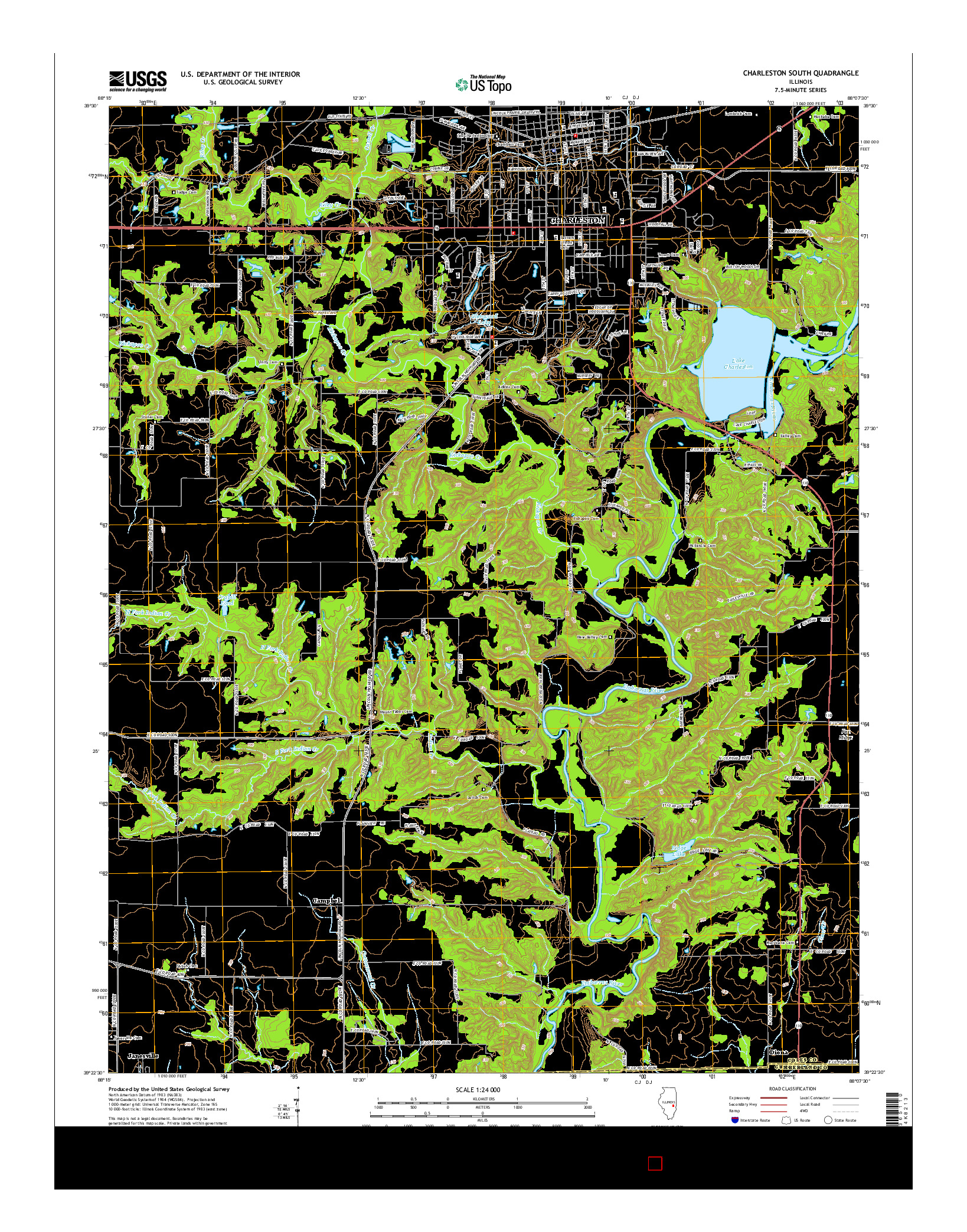 USGS US TOPO 7.5-MINUTE MAP FOR CHARLESTON SOUTH, IL 2015