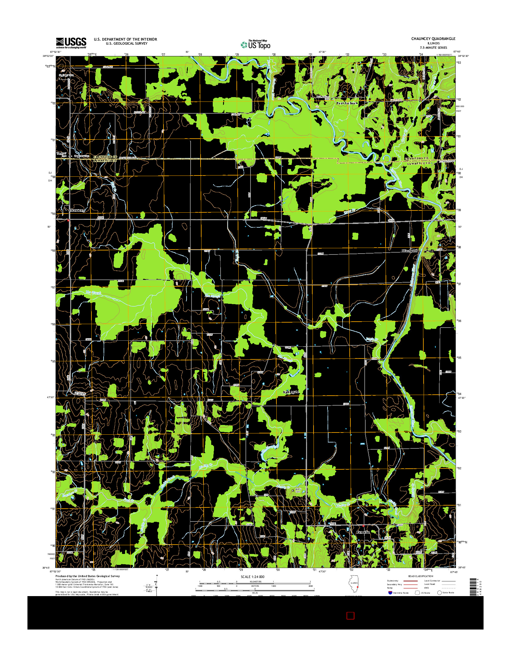 USGS US TOPO 7.5-MINUTE MAP FOR CHAUNCEY, IL 2015