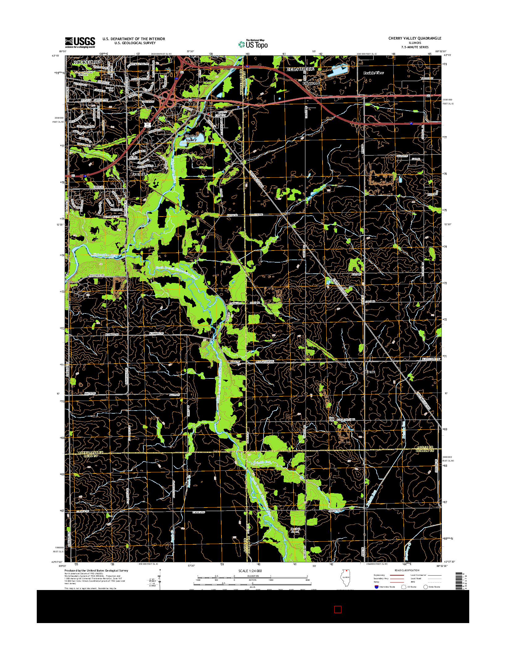 USGS US TOPO 7.5-MINUTE MAP FOR CHERRY VALLEY, IL 2015