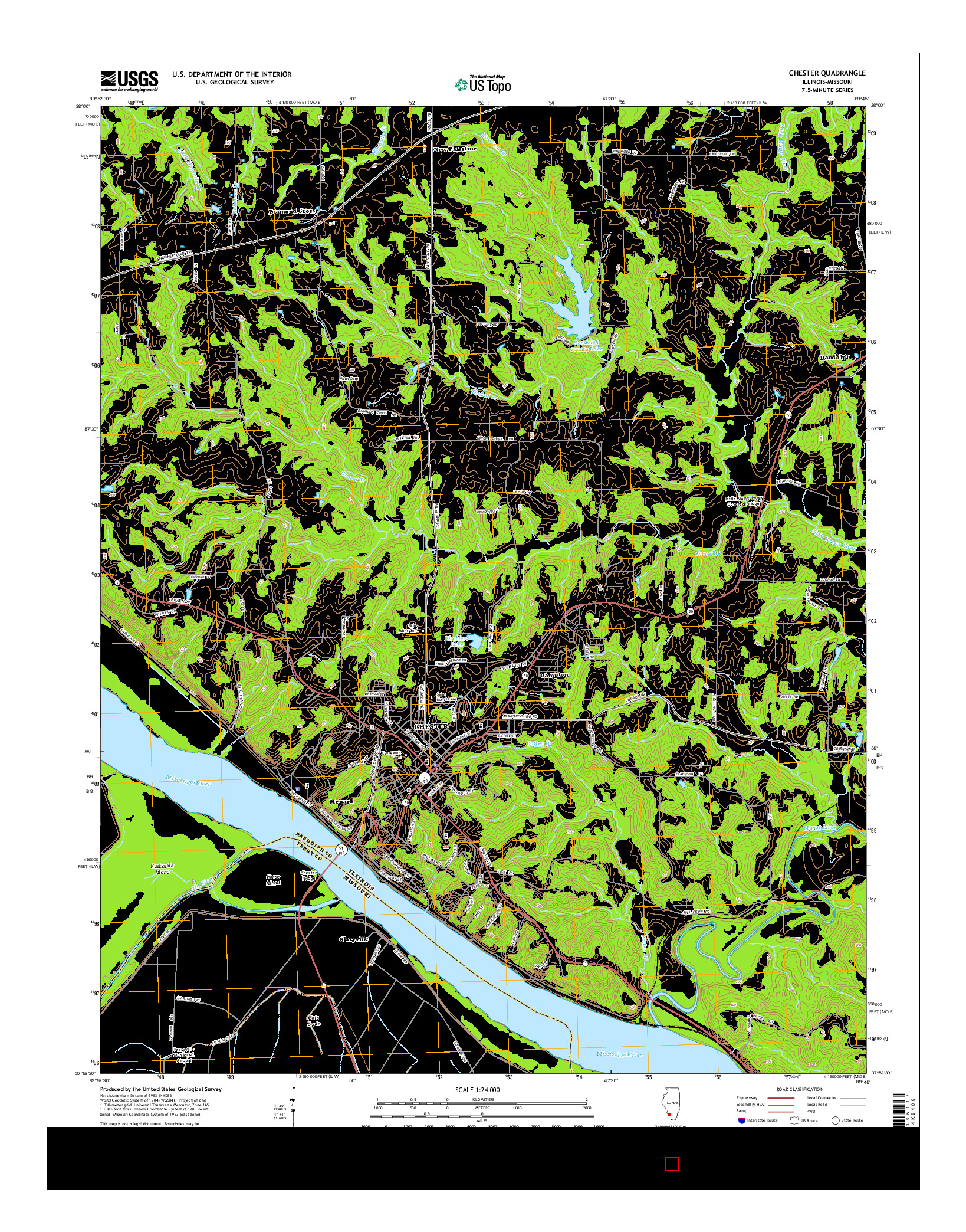 USGS US TOPO 7.5-MINUTE MAP FOR CHESTER, IL-MO 2015
