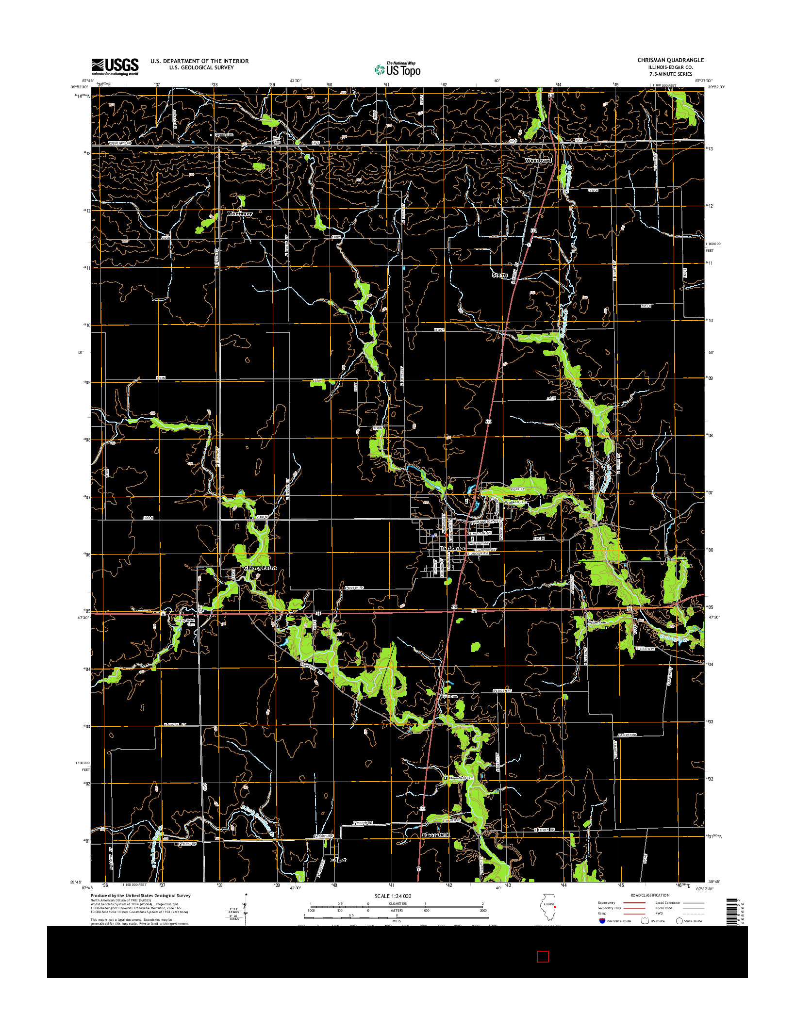 USGS US TOPO 7.5-MINUTE MAP FOR CHRISMAN, IL 2015