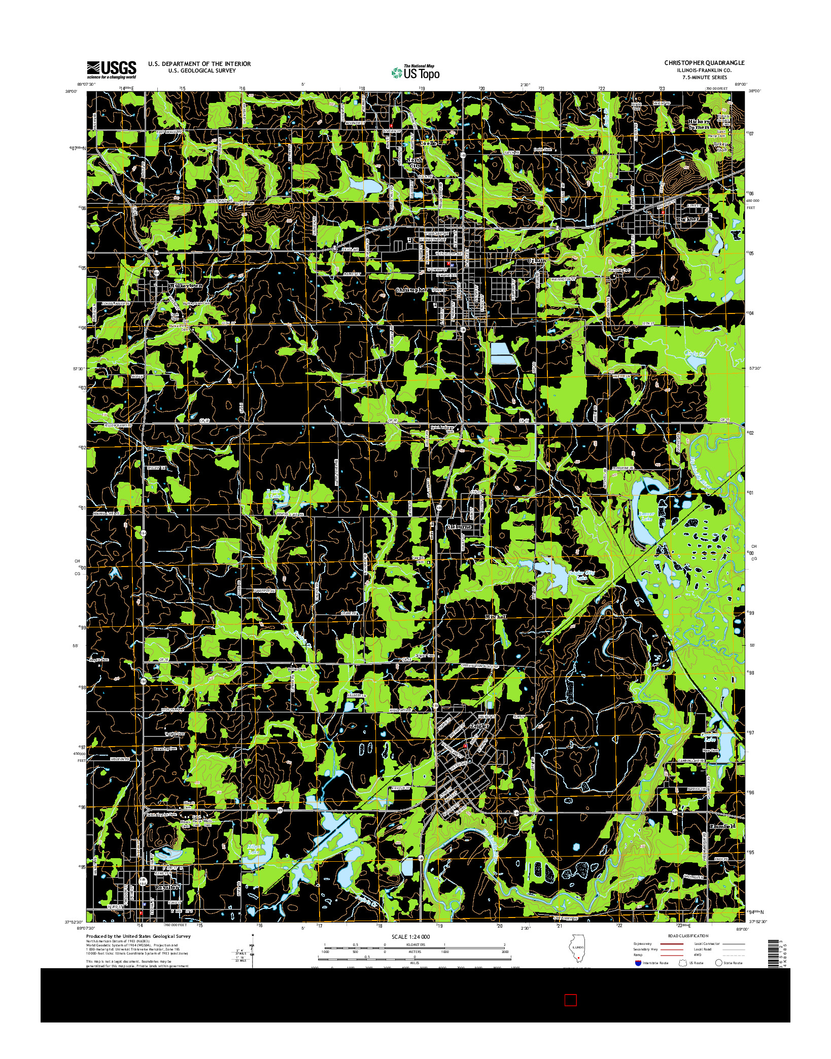 USGS US TOPO 7.5-MINUTE MAP FOR CHRISTOPHER, IL 2015