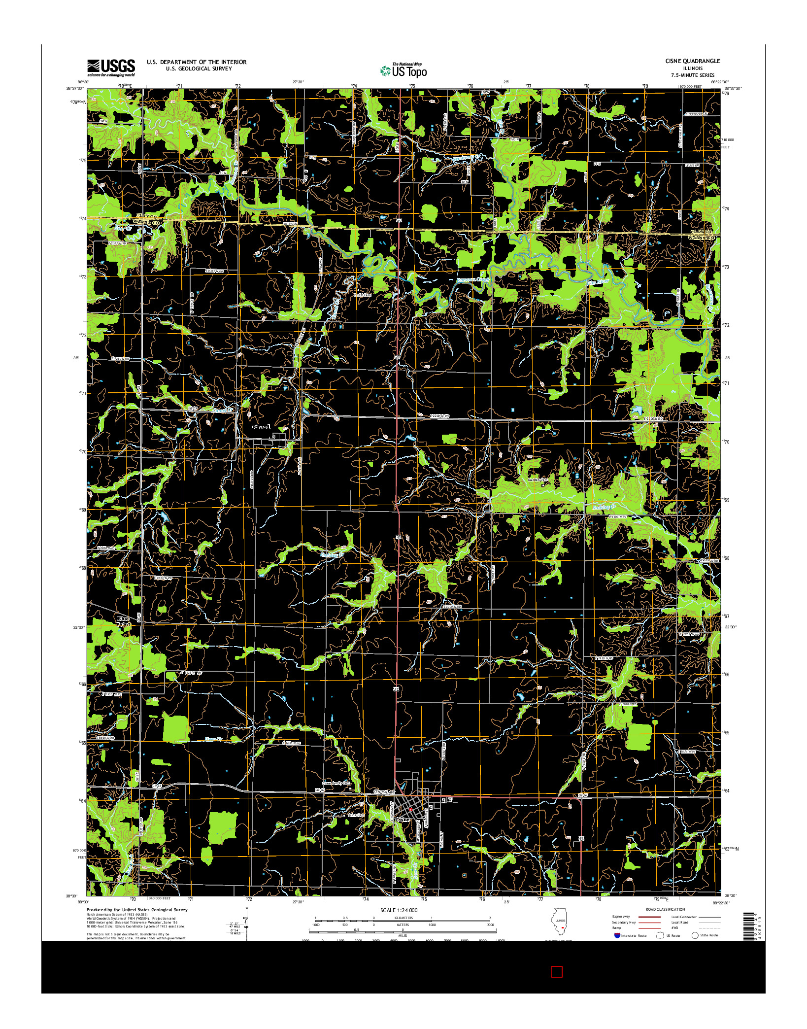 USGS US TOPO 7.5-MINUTE MAP FOR CISNE, IL 2015