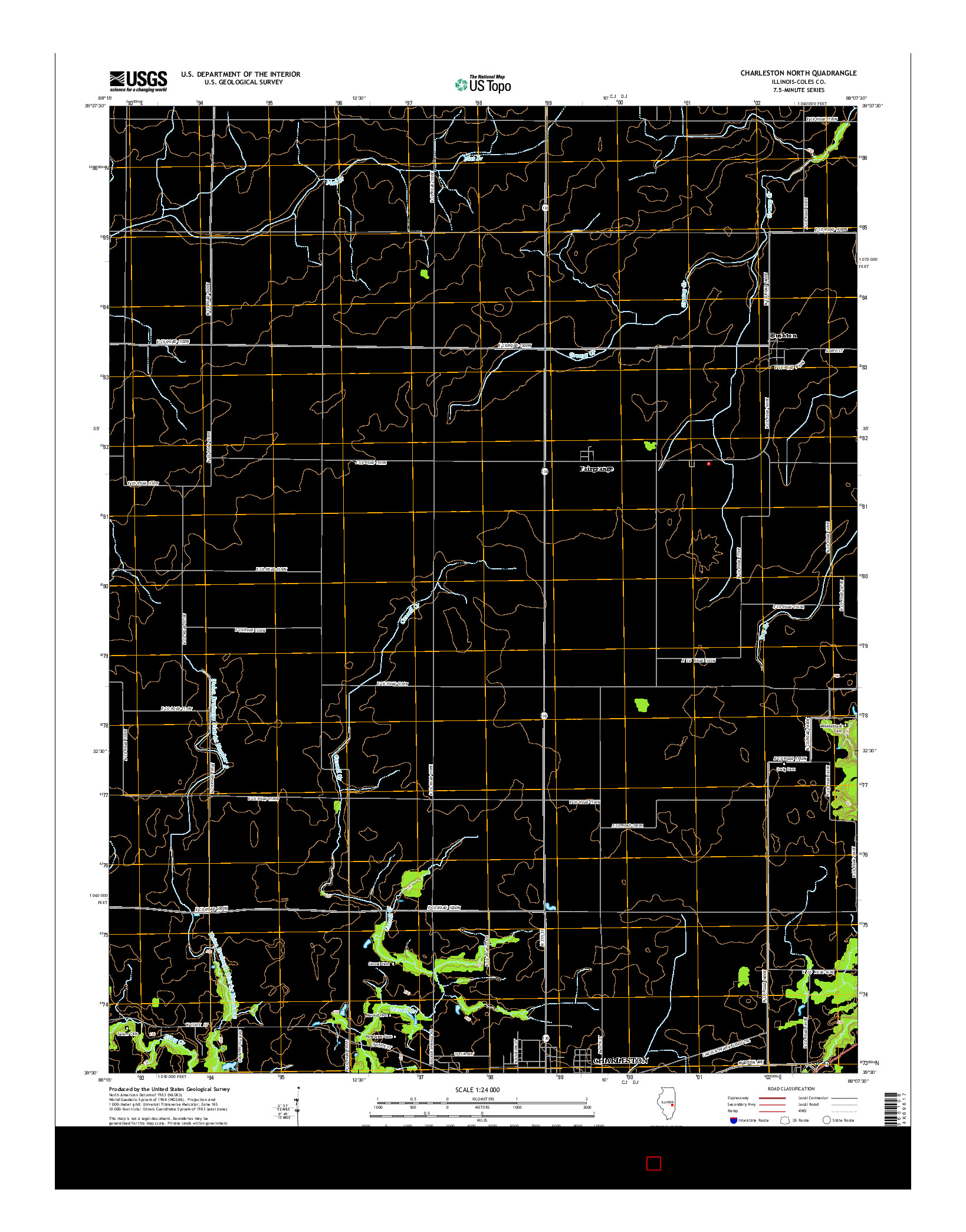 USGS US TOPO 7.5-MINUTE MAP FOR CHARLESTON NORTH, IL 2015