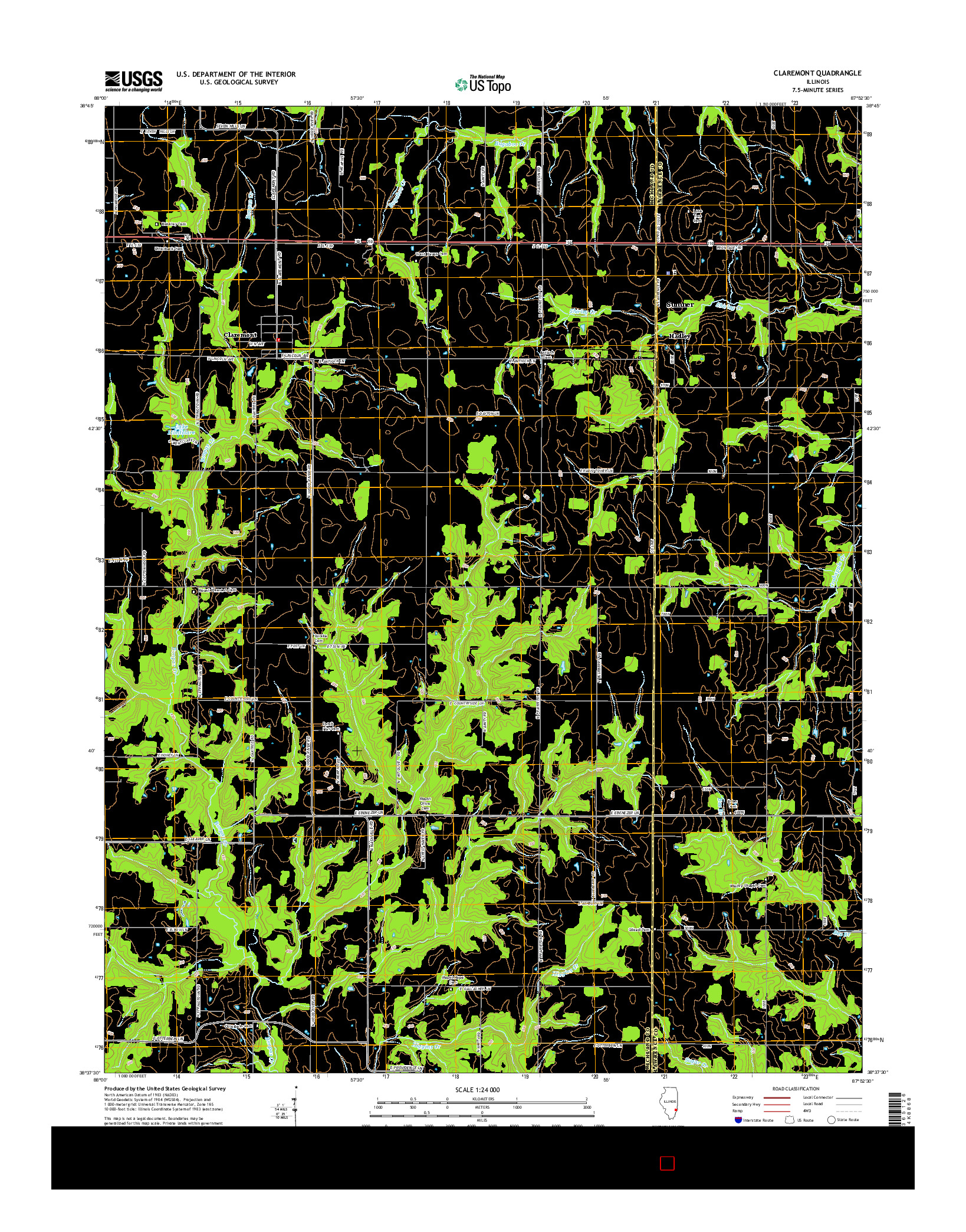 USGS US TOPO 7.5-MINUTE MAP FOR CLAREMONT, IL 2015