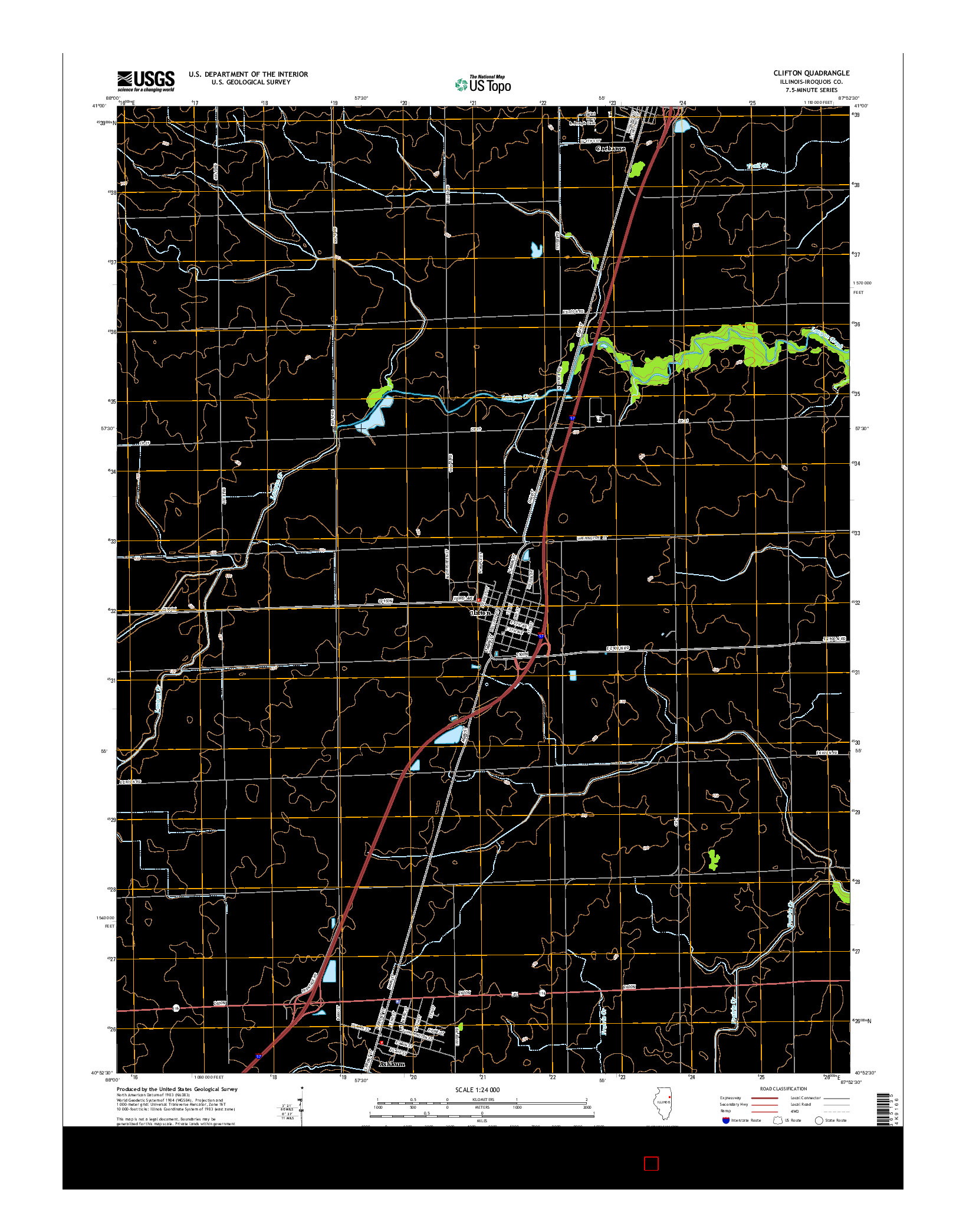 USGS US TOPO 7.5-MINUTE MAP FOR CLIFTON, IL 2015