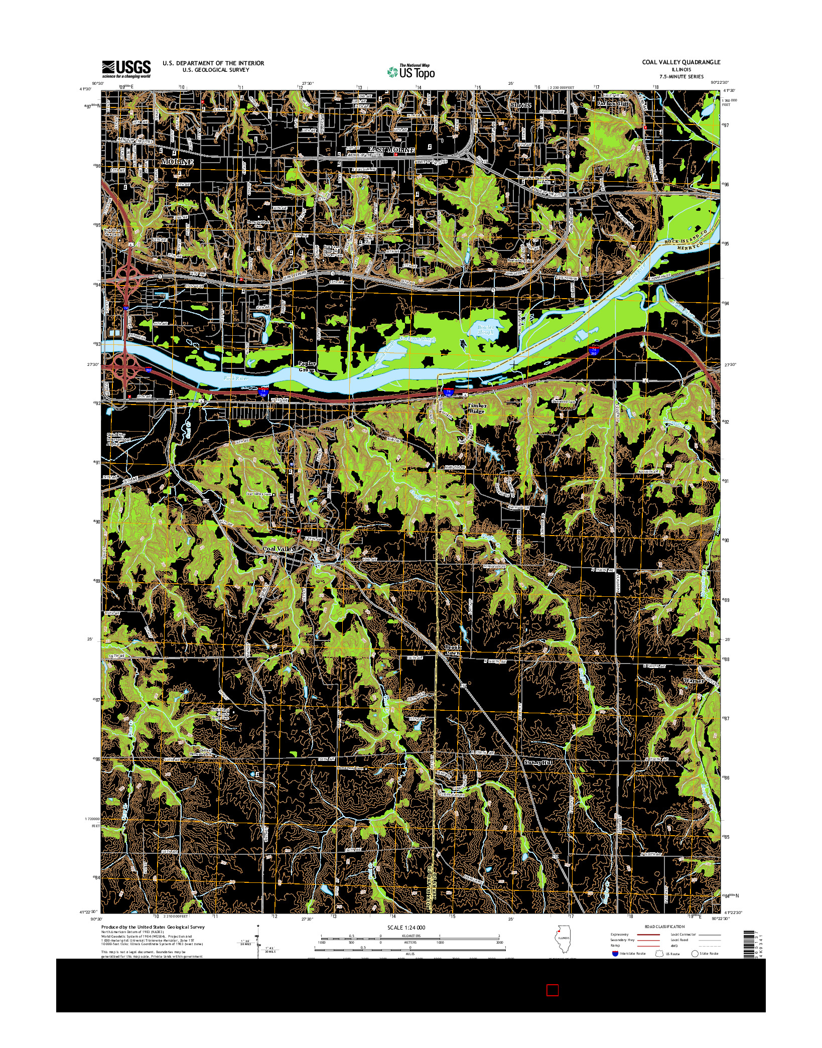 USGS US TOPO 7.5-MINUTE MAP FOR COAL VALLEY, IL 2015