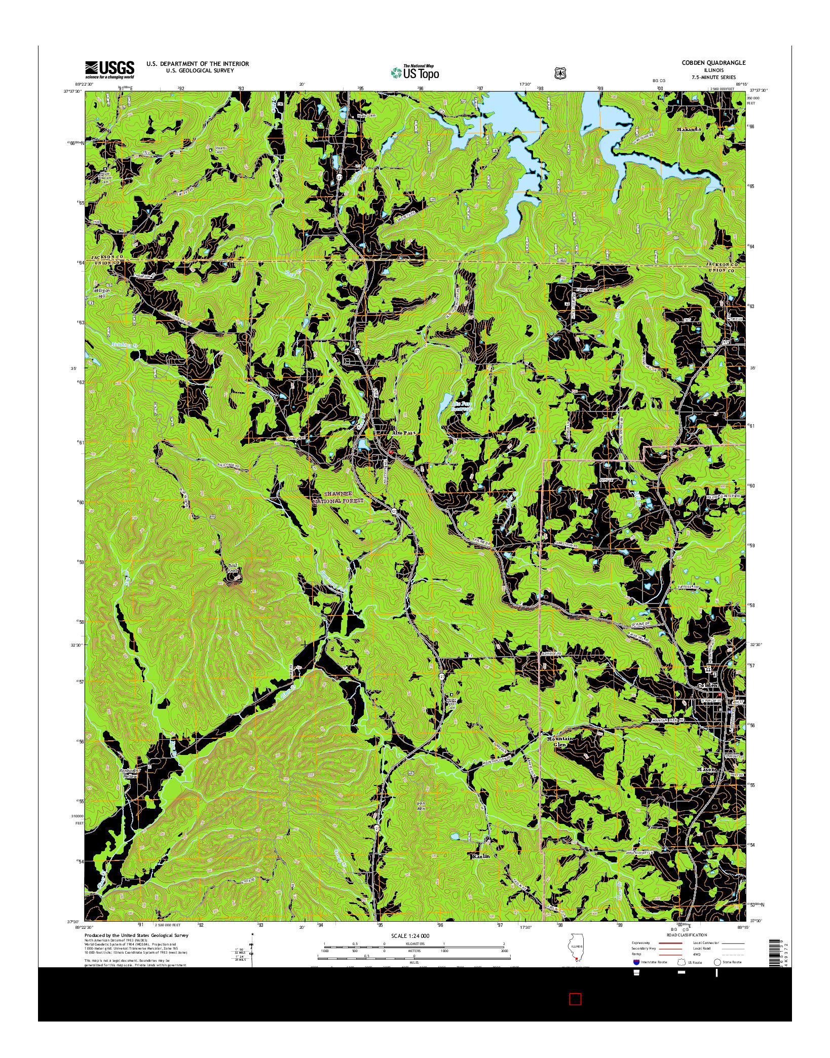 USGS US TOPO 7.5-MINUTE MAP FOR COBDEN, IL 2015
