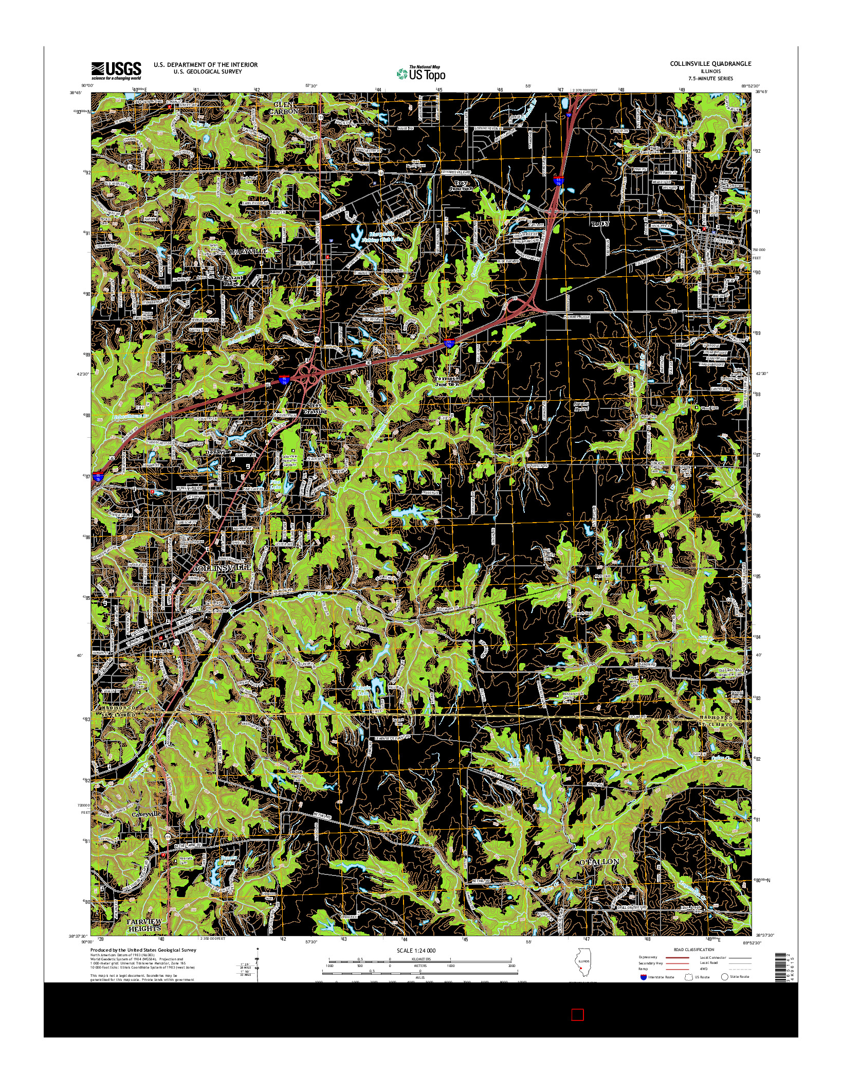 USGS US TOPO 7.5-MINUTE MAP FOR COLLINSVILLE, IL 2015