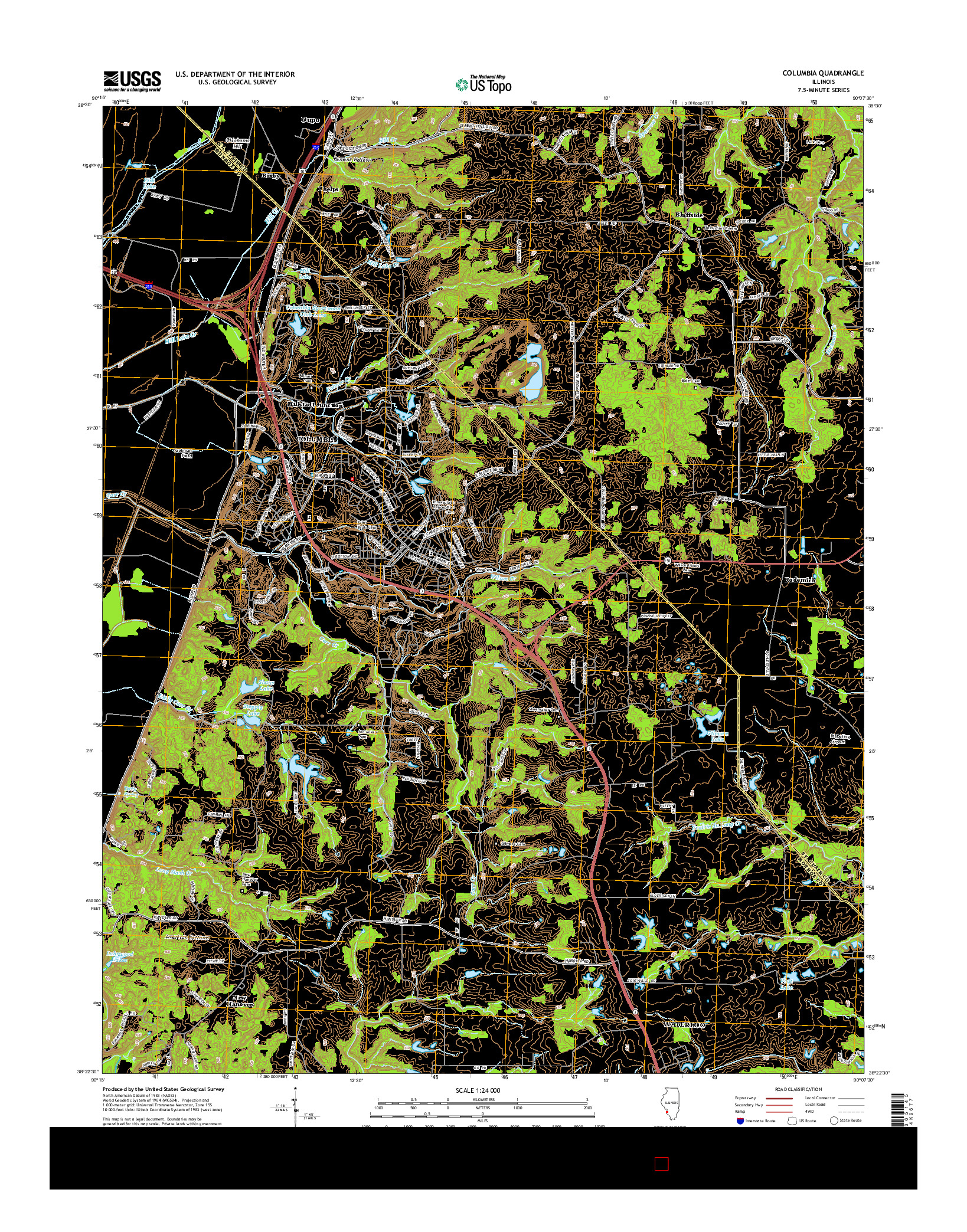 USGS US TOPO 7.5-MINUTE MAP FOR COLUMBIA, IL 2015