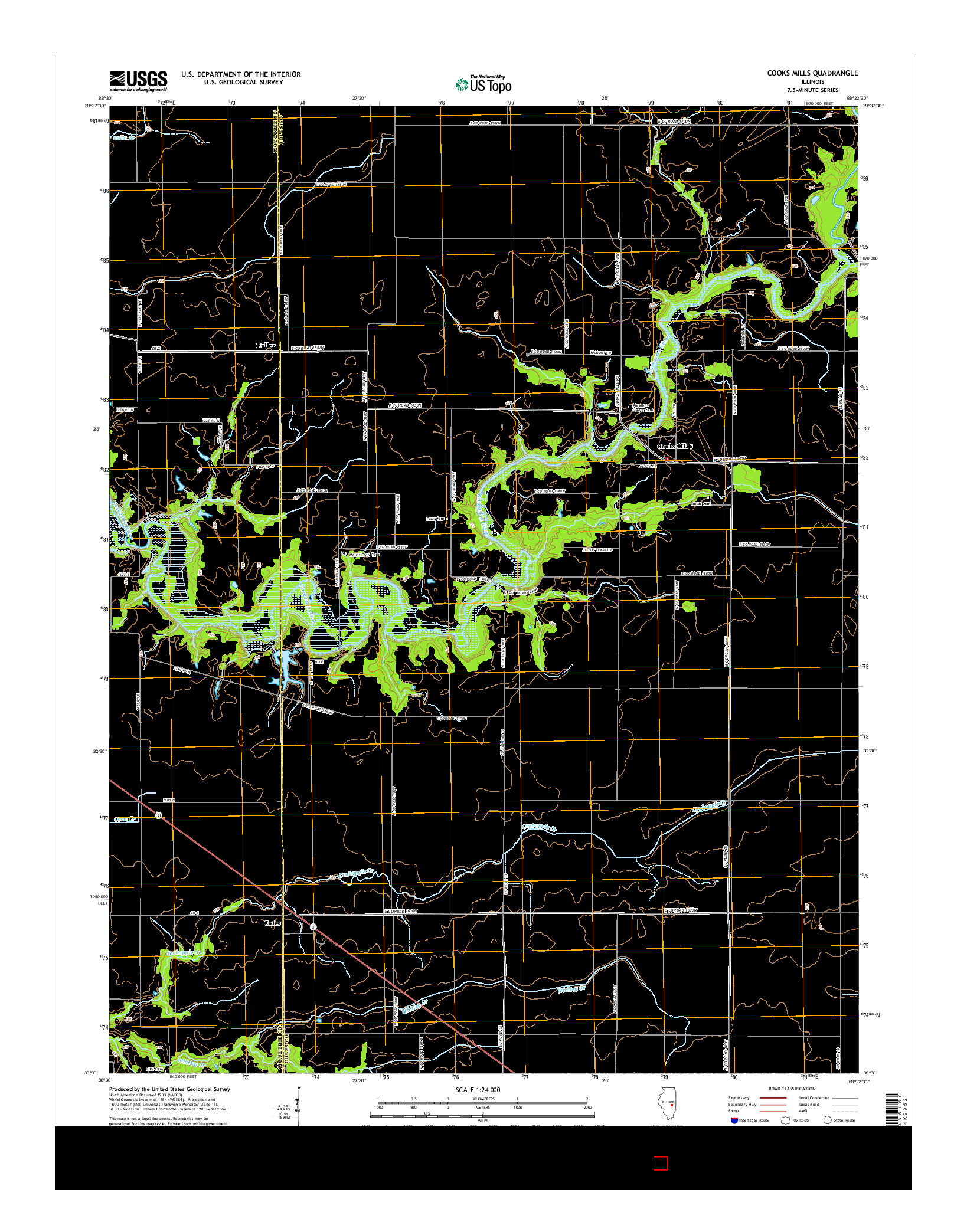 USGS US TOPO 7.5-MINUTE MAP FOR COOKS MILLS, IL 2015