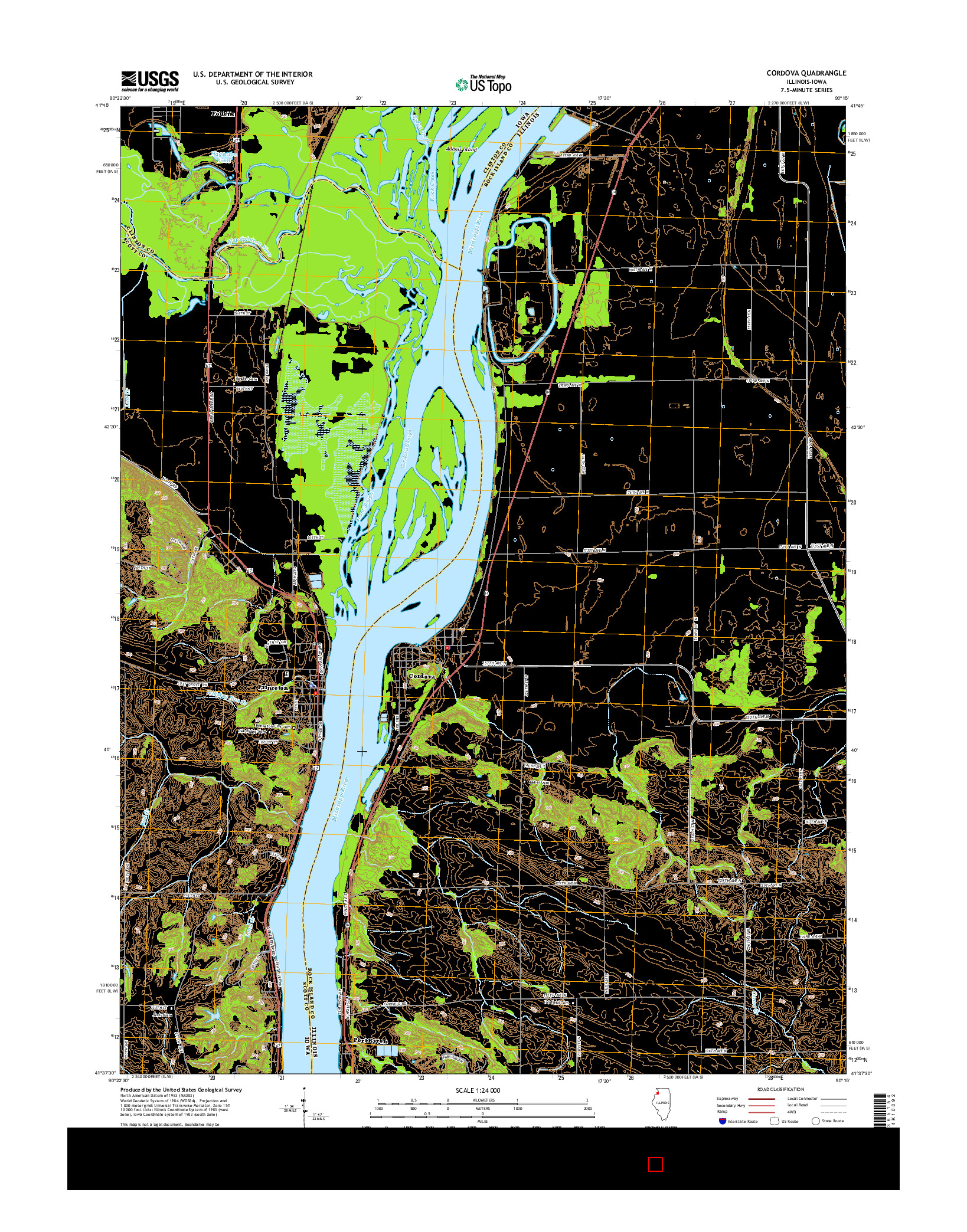 USGS US TOPO 7.5-MINUTE MAP FOR CORDOVA, IL-IA 2015