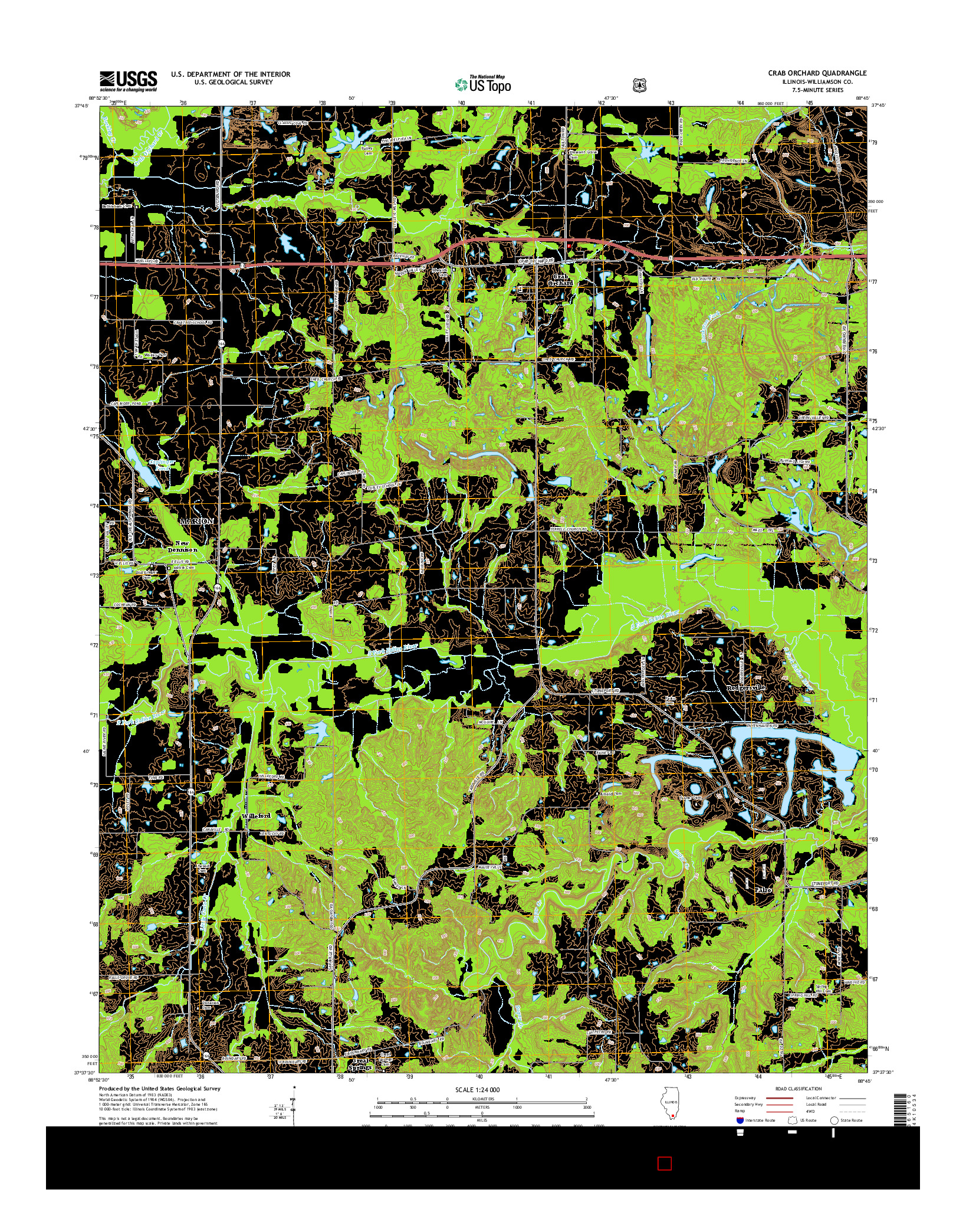 USGS US TOPO 7.5-MINUTE MAP FOR CRAB ORCHARD, IL 2015