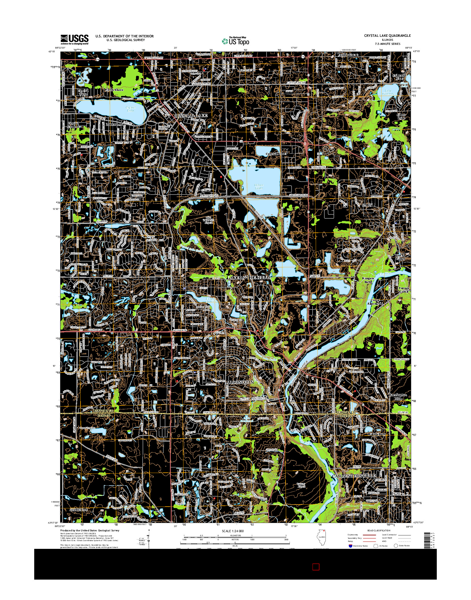 USGS US TOPO 7.5-MINUTE MAP FOR CRYSTAL LAKE, IL 2015