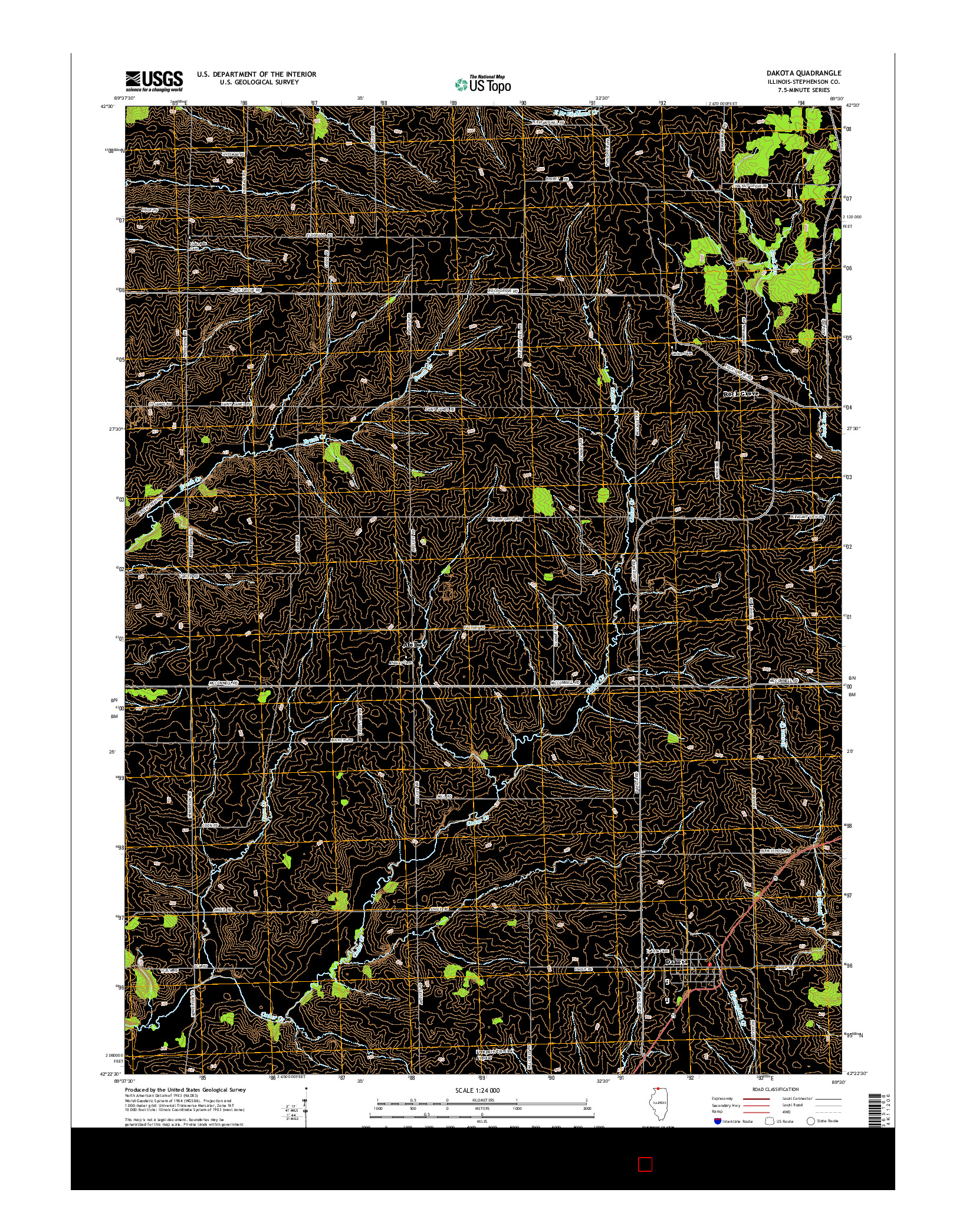 USGS US TOPO 7.5-MINUTE MAP FOR DAKOTA, IL 2015