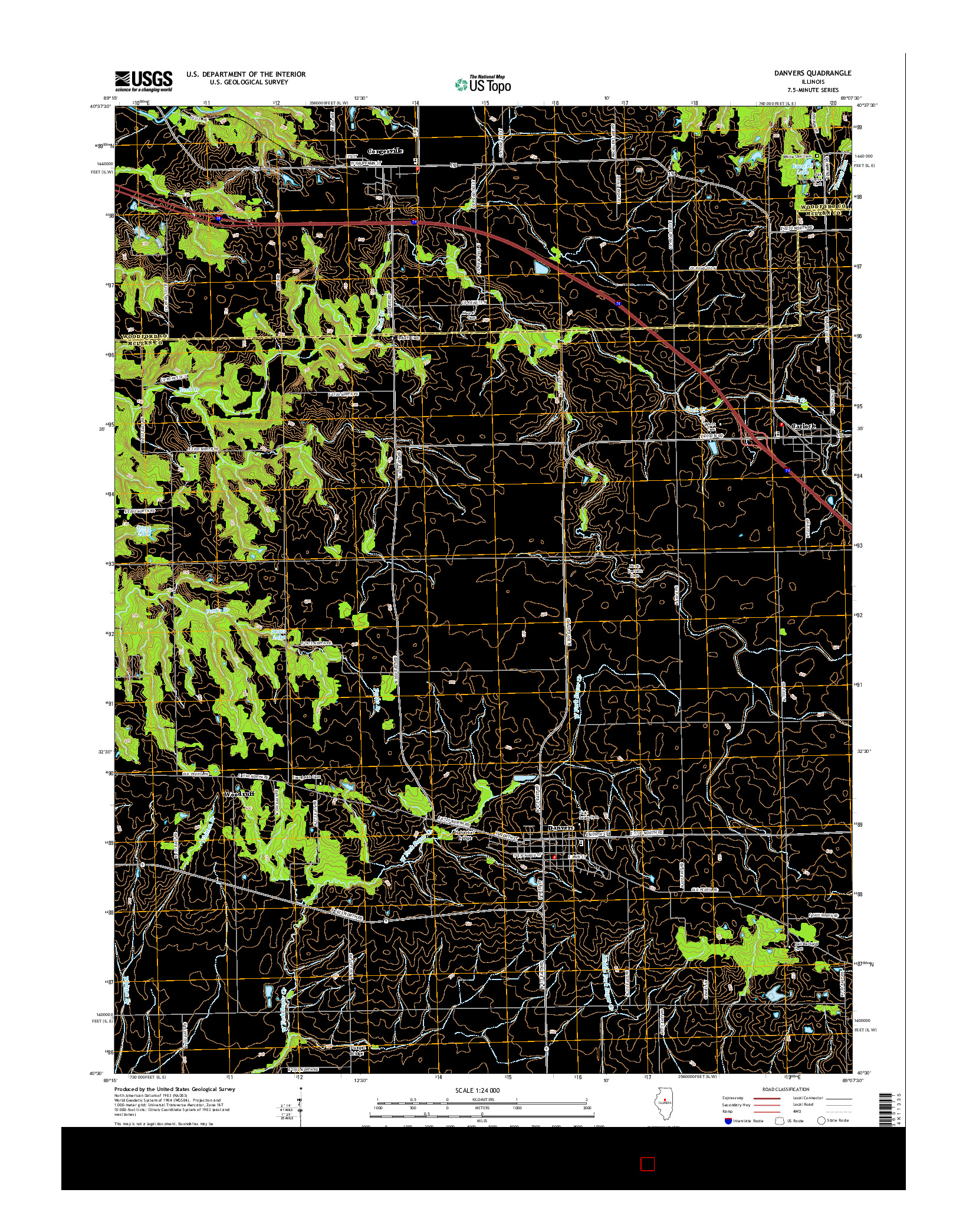 USGS US TOPO 7.5-MINUTE MAP FOR DANVERS, IL 2015