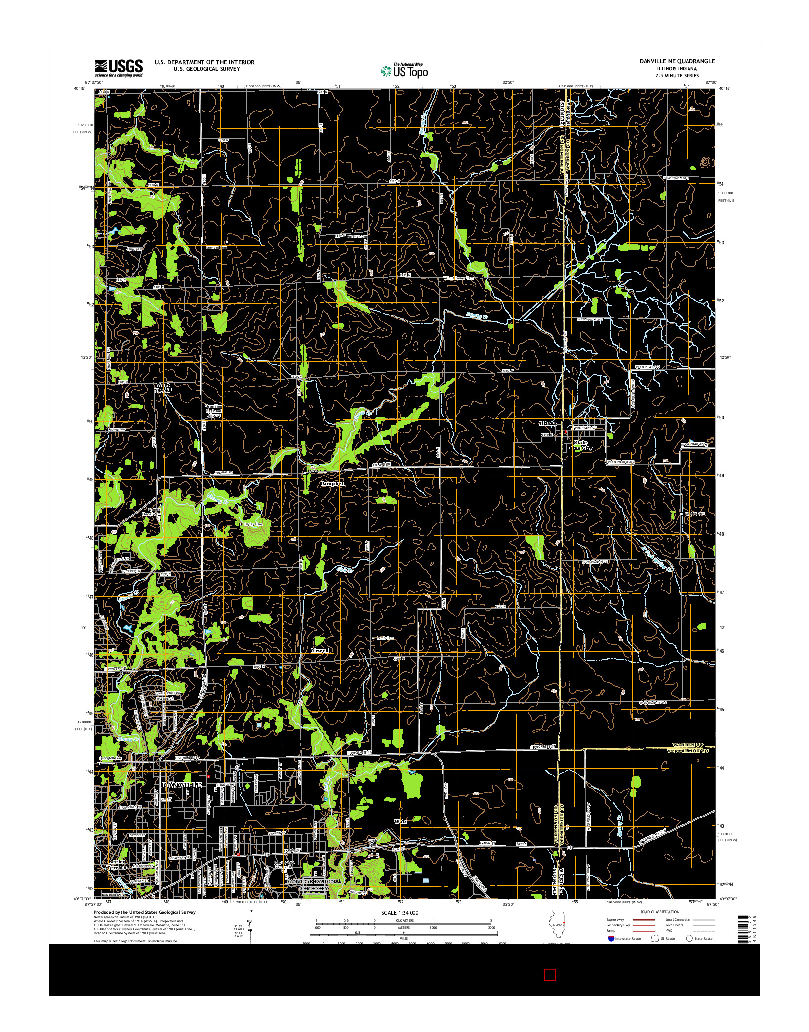 USGS US TOPO 7.5-MINUTE MAP FOR DANVILLE NE, IL-IN 2015